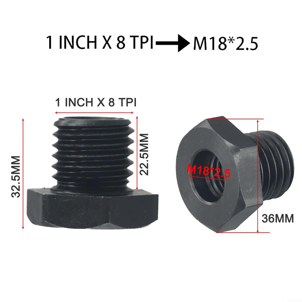 Wood Lathe Chuck Adapter, 18mmX2.5 To 1-8TPI, Lathe Headstock Spindle Adapter, Woodworking Lathe Chuck Thread Converter For Metal Or Wood Turning, CNC Machining