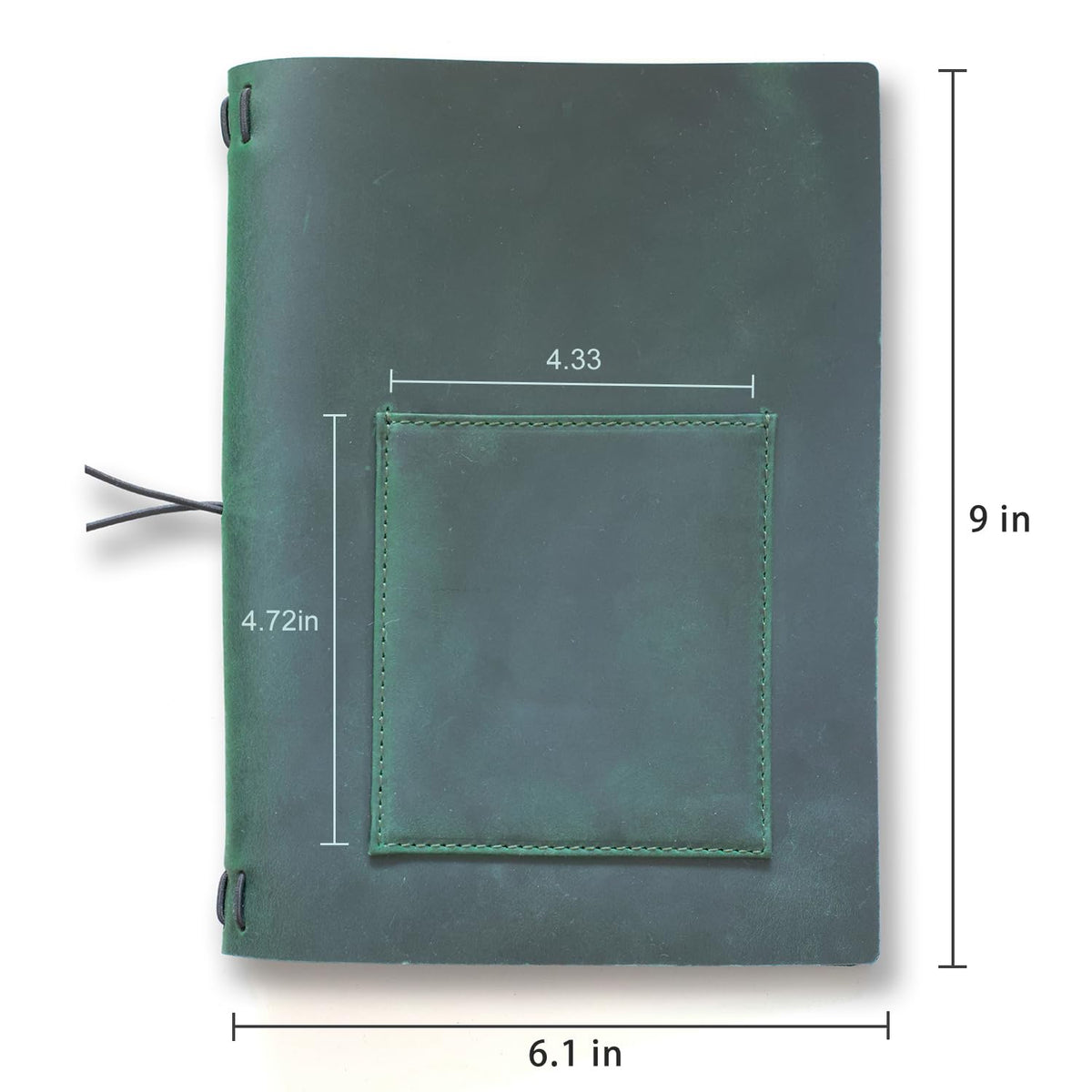 KISSKI·H Olvido A5 Travelers Notebook Cover, Small Leather Journals Cover for Writing, Refillable Planner Organizer Folio Case for 8.5 x 5.5 Notebook with Phone/Pen Pocket, Gift for Men/Women, Green