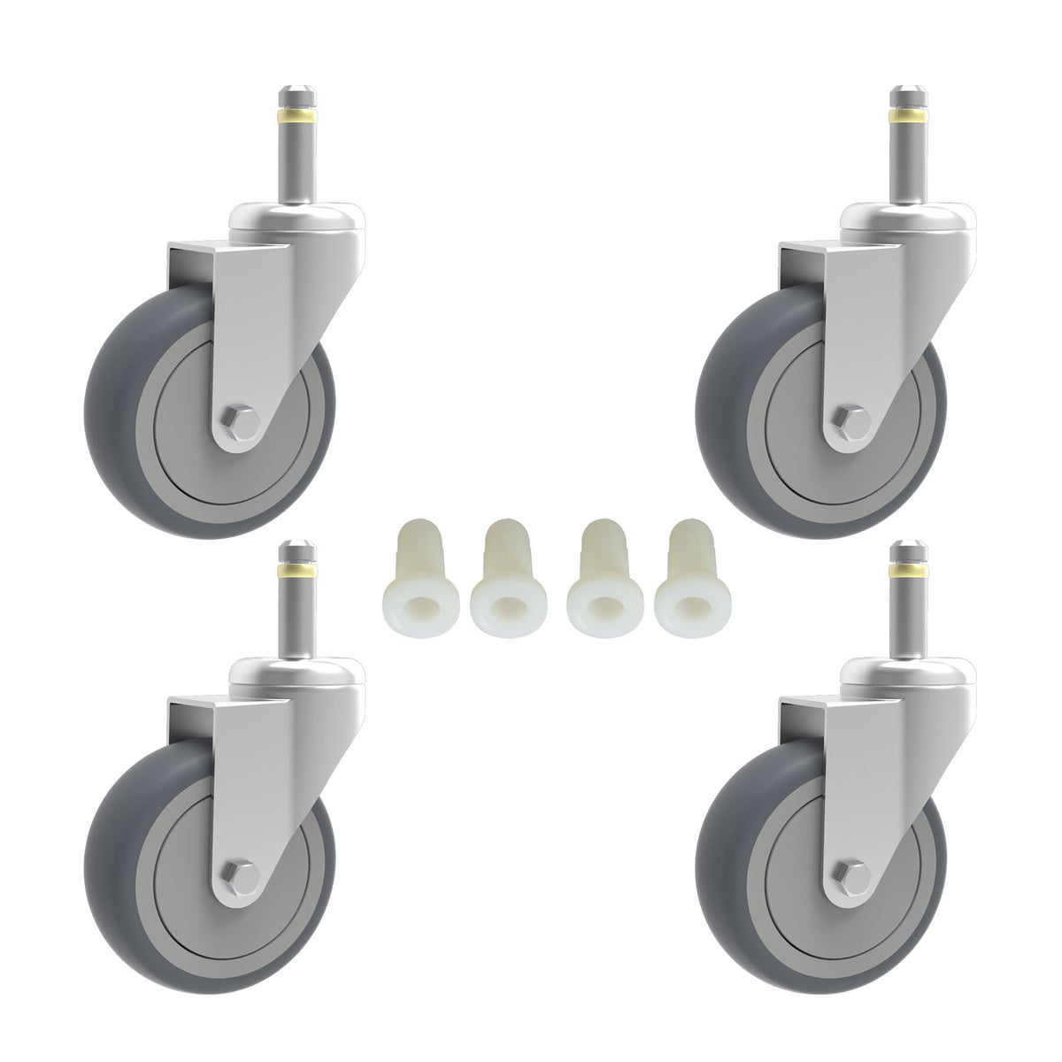 RILIDRI 2-Inch Swivel Stem Caster, 7/16-Inch Stem Diameter Rubber Wheel, Thermoplastic Rubber TPR Replacement Wheels for Weber Grill Shop Vac - 4 Pack