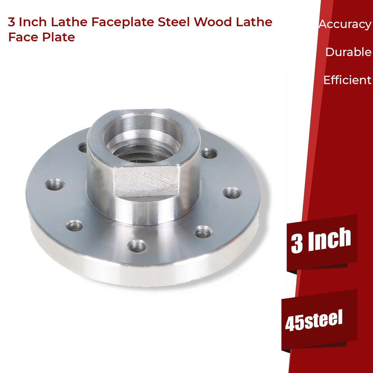 findmall 3 Inch Lathe Faceplate Steel Wood Lathe Face Plate for 1Inch x 8 Tpi Spindle Without Screwchuck