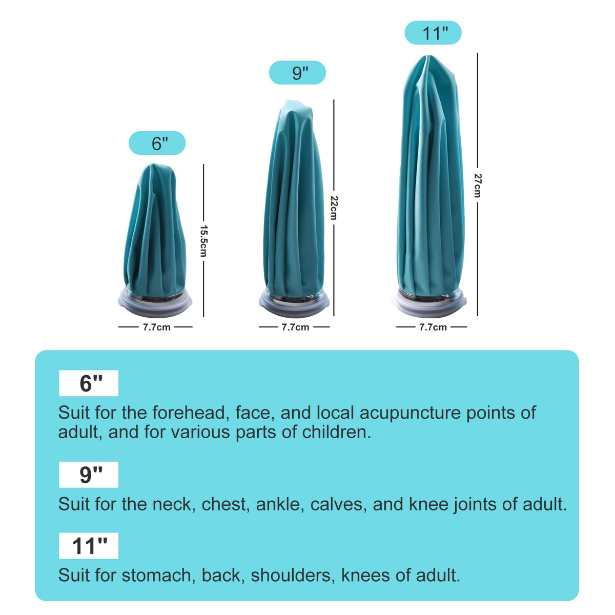 Ice Pack for Injuries Reusable, Ice Bag Reusable 9" Hot Water Bag for Hot & Cold Therapy, No-Leak Elastic Ice Bag for Pain Relief, Menstruation Pain Injuries Muscle Strains