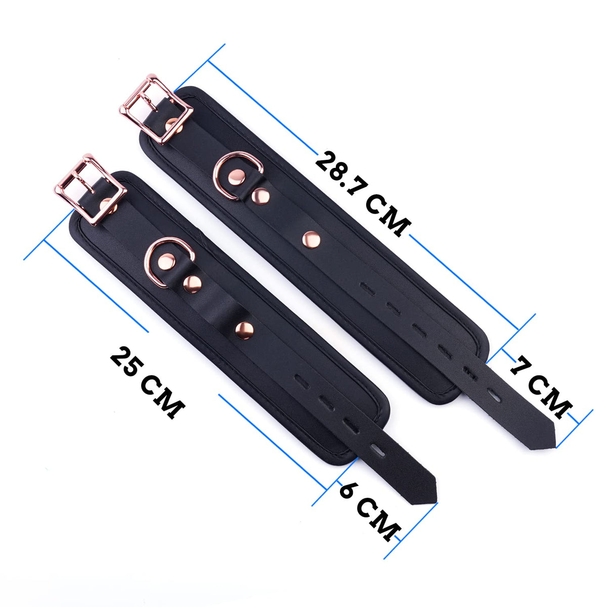 ZHATCTEI Black Adjustable 4 Real Leather Ankle Straps Wrist Cuff Fitness Leg Exercise Ankle Bracelet Kit Cosplay Cuff Accessories Sports Fitness System Set