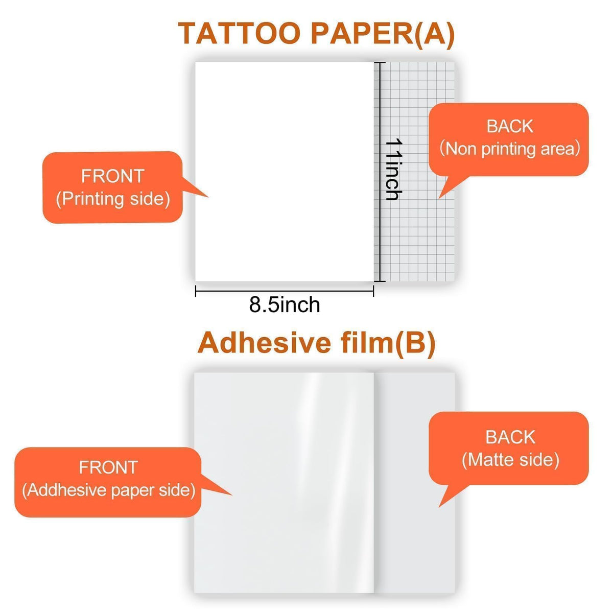 CARGEN Printable Temporary Tattoo Paper for Inkjet & Laser Printer - 10 Sets 8.5"x11" DIY Custom Body Art Transfer Decal for Realistic Long Lasting Tattoos - for Party, Halloween, Birthday, Cosplay