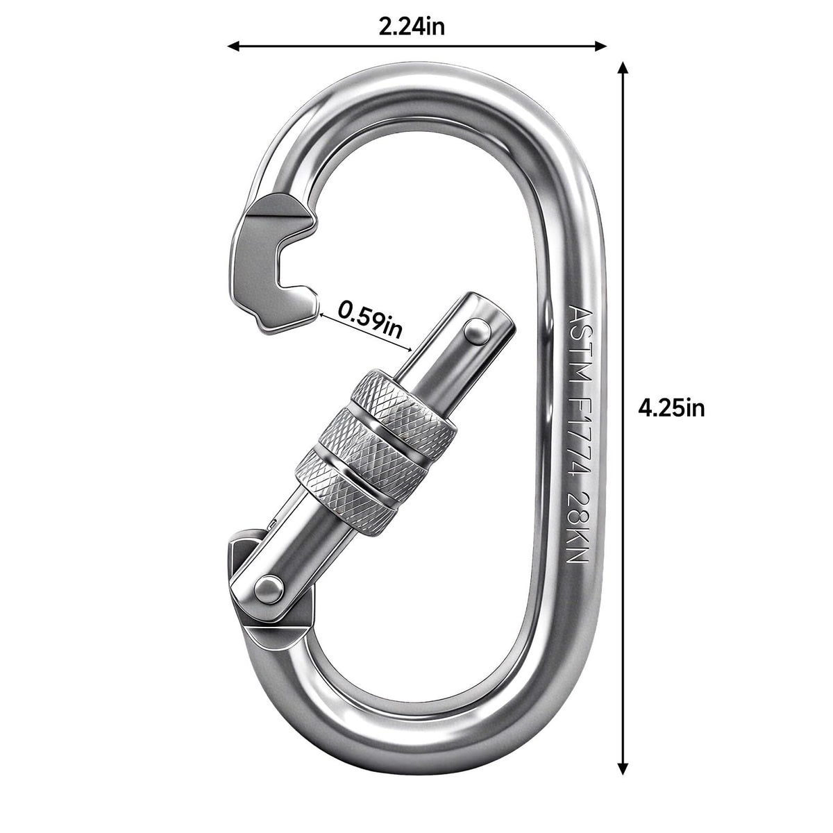 Heavy Duty Locking Carabiner Clip - 28KN /6295lbs Oval Carabiner, 4.3" Large High Strength Alloy Steel Caribiniers for Hammocks, Rigging, Gym, Ropes