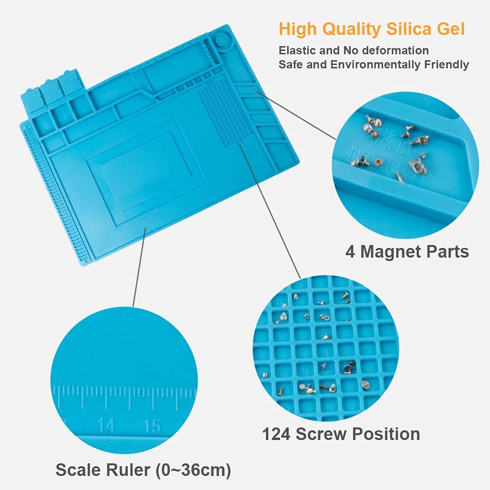 CPB Large Anti-Static Soldering Mat S160 Heat Resistant for PC Cellphone Electronic Repair, with Heating Pad