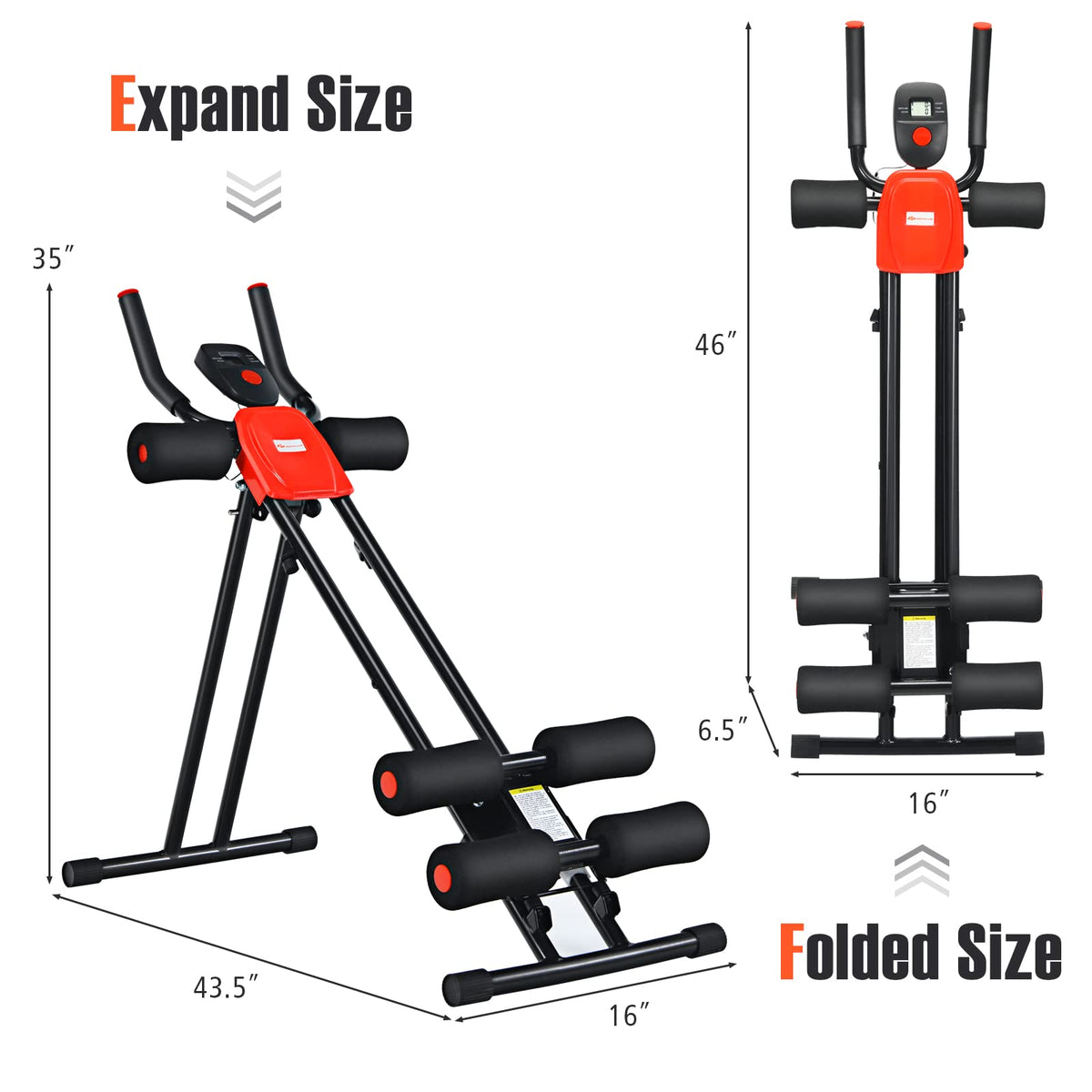 GYMAX Ab Machine, Abdominal Fitness Trainer with 3 Adjustable Resistance & LCD Monitor, Whole Body Workout Equipment Core Waist Cruncher for Home Gym Strength Training
