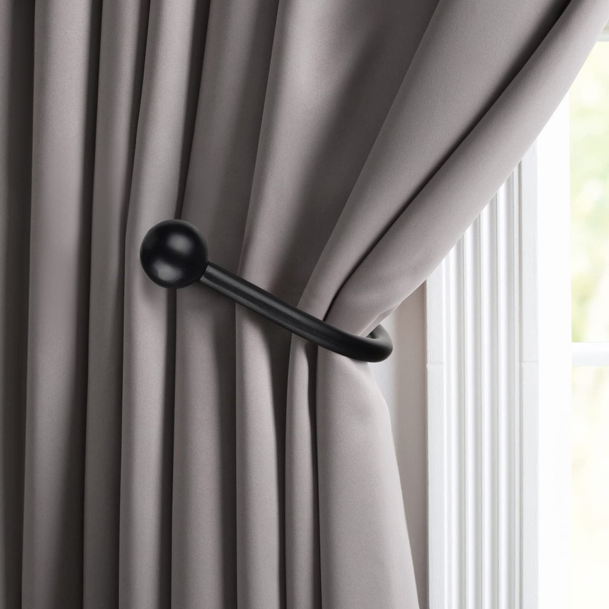 Curtain Holdbacks, 6pcs Curtains Holder Wall Mounted Drapery Tiebacks Retro Window Hook for Home Decor, Matte Black
