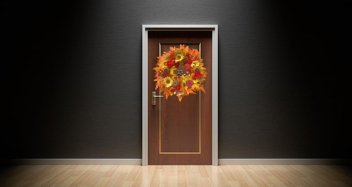 DOTKV Fall Wreaths for Front Door 18 inch Wreaths Maple Leaf Wreaths Sun Flower Wreaths for Front Door Wreaths Outside Autumn Wreaths for Halloween Thanksgiving Decor