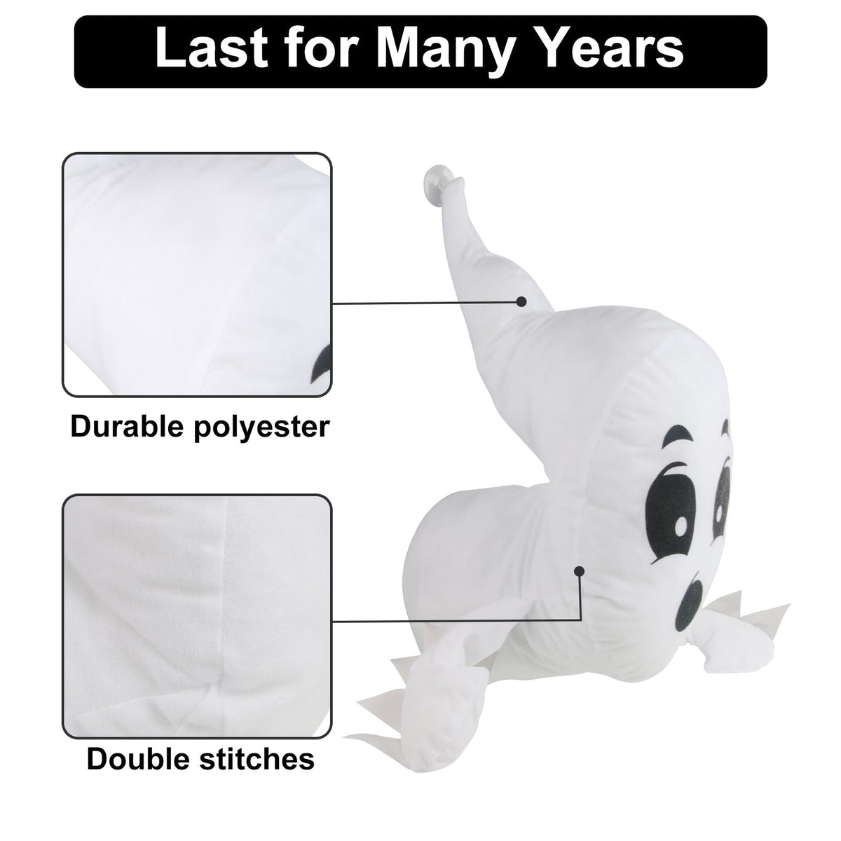 Window Crasher Ghosts - Halloween Stuffed Ghost Window Decorations - Quiet Display Wall Decoration Hanging Ghosts Outdoor Indoor - Cute Party Decor Window Broken Halloween White Flying Ghost 2Pcs