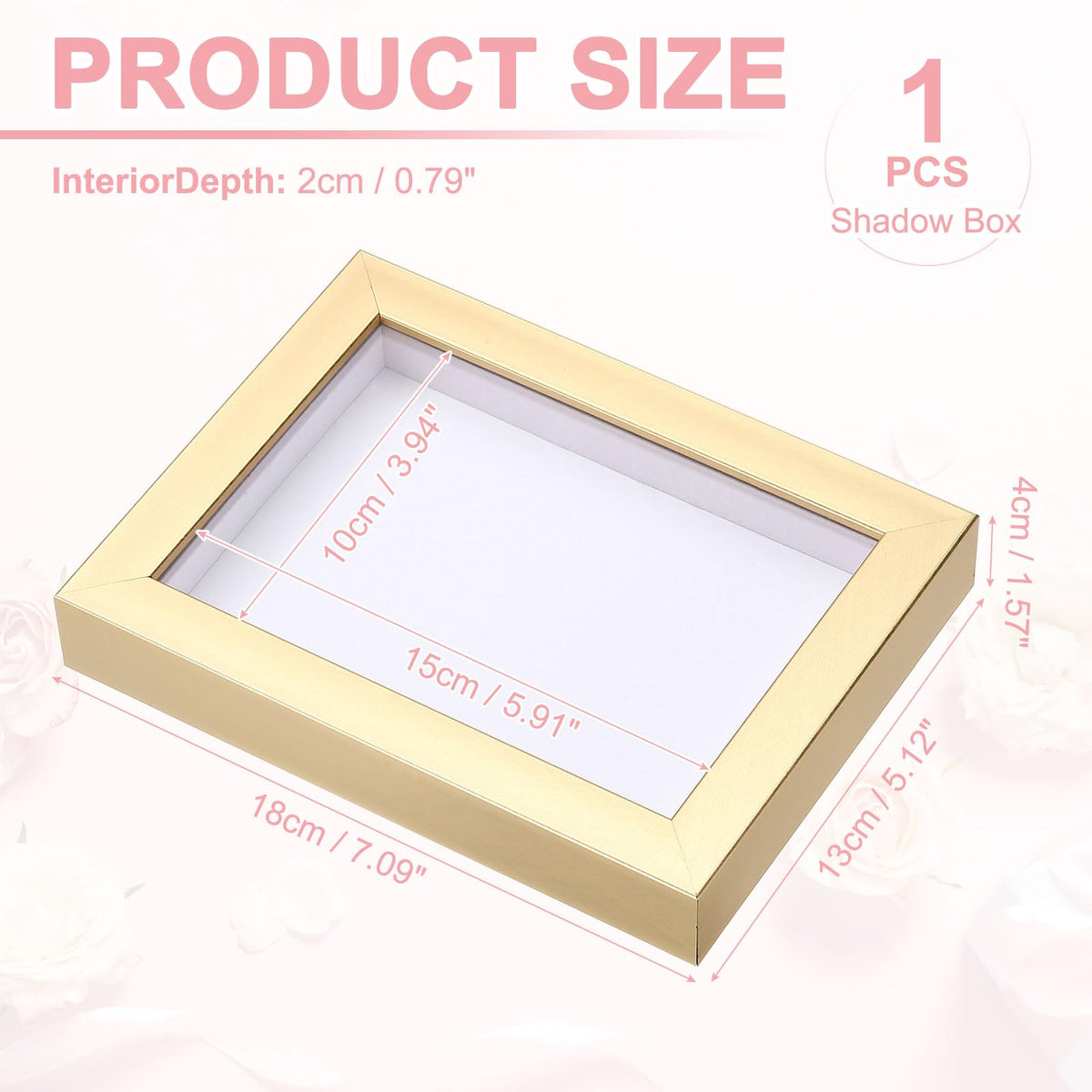 uxcell 4x6 Inch Shadow Box Display Frame, 2cm Deep Photo Shadow Box Plastic Display Case Wall Mount & Tabletop Display for DIY Photos Flowers Memorabilia Wedding Birthday, Gold