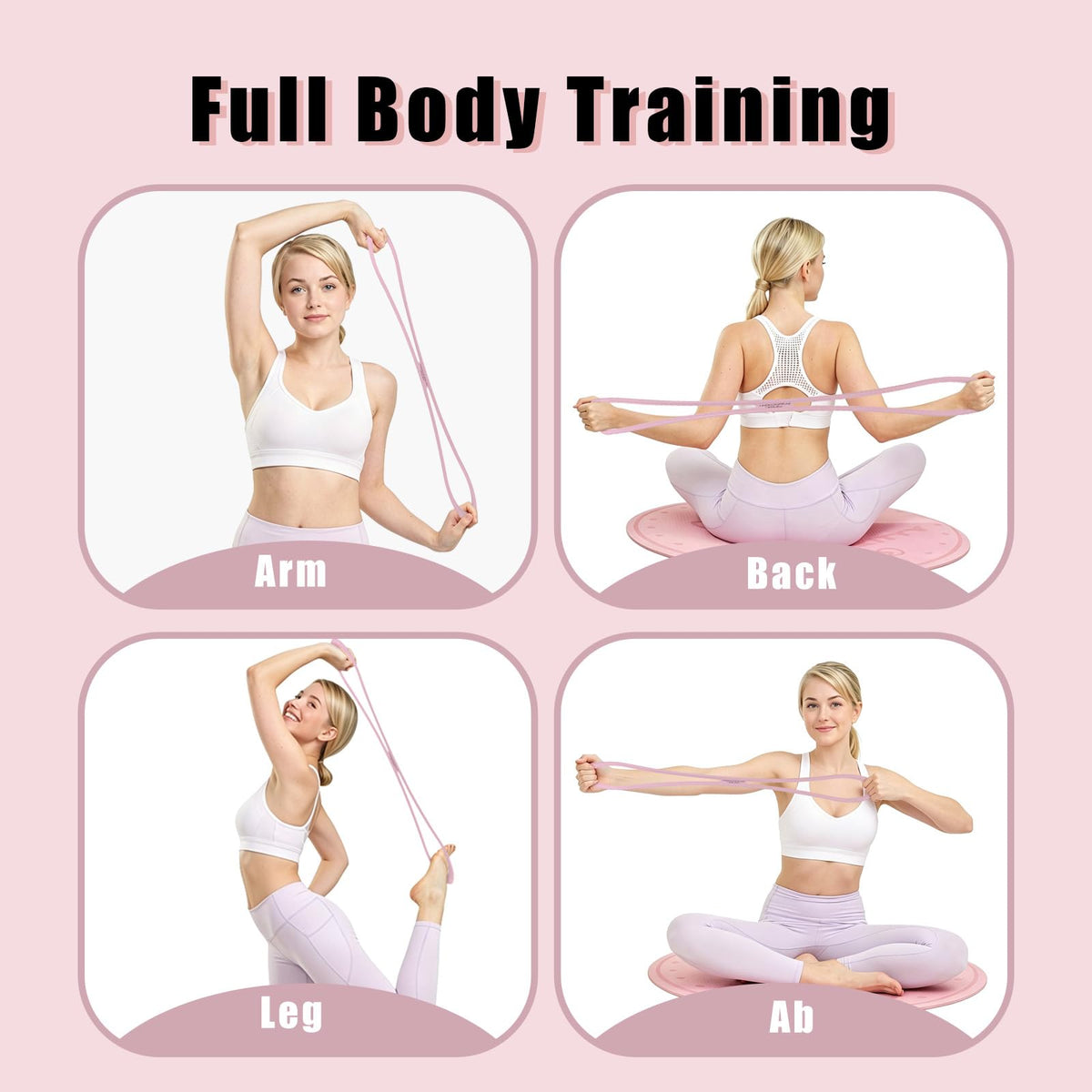 TREKONPEAK Figure 8 Resistance Bands, 8-Shaped Exercise Band for Women Arms Shoulder Back Legs Stretching Pilates Yoga (Pink 20Lb & Purple 30Lb)