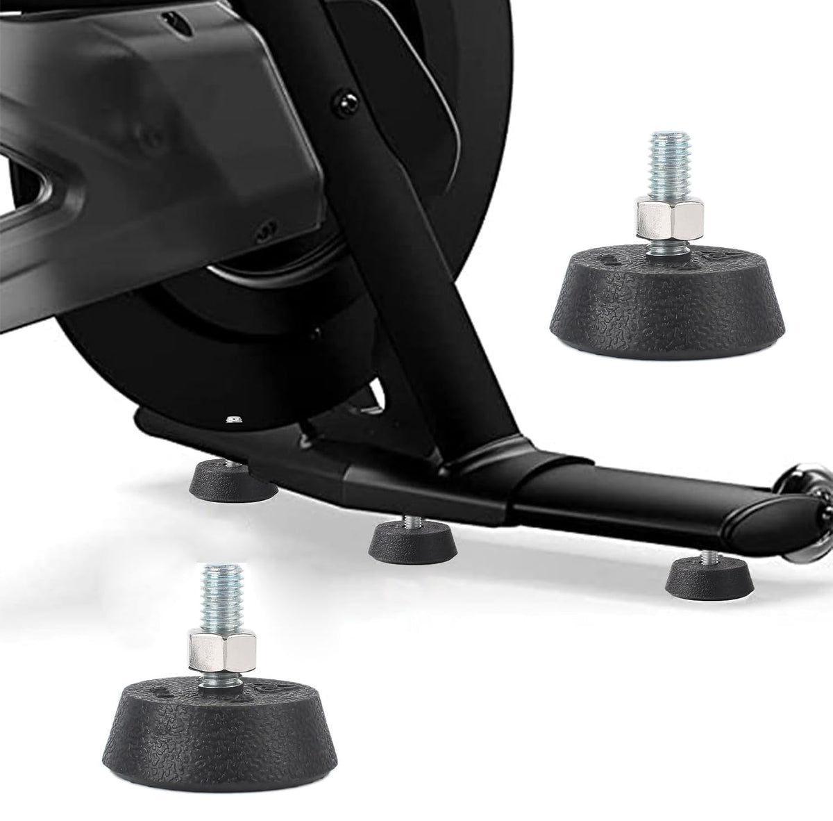 SquEqu 2 Pack Exercise Bike Leveling Feet Replacement Non Slip 3/8" Threaded Screw Stationary Bike Foot Levelers Pad Floor Protector for Exercise Bike Indoor Cycling Bike Workout Bike