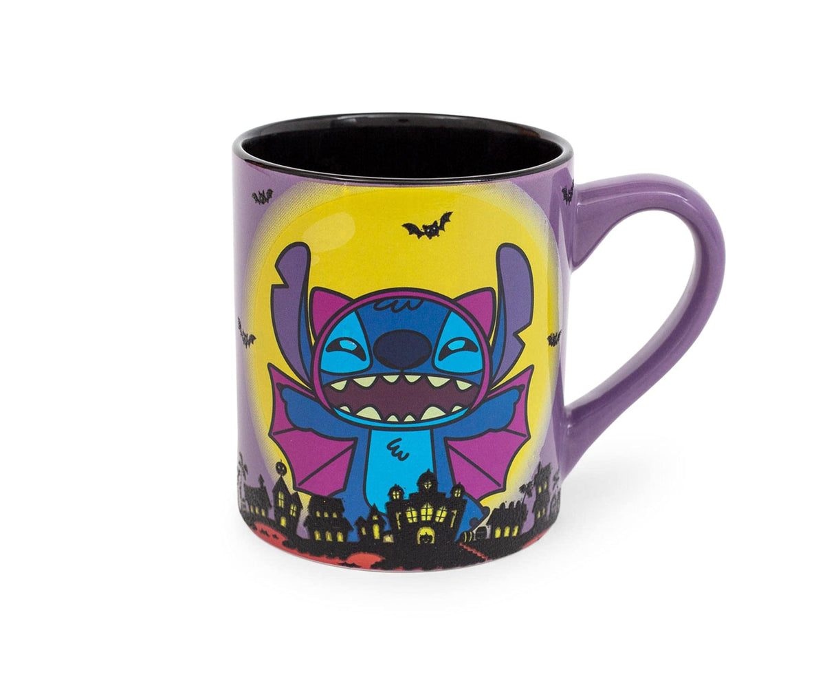 Lilo & Stitch Vampire Ceramic Glitter Mug | Official Disney Kitchen Accessories | Oversized Coffee Cup For Home Kitchen Bar Set | Halloween Gifts | Holds 14 Ounces