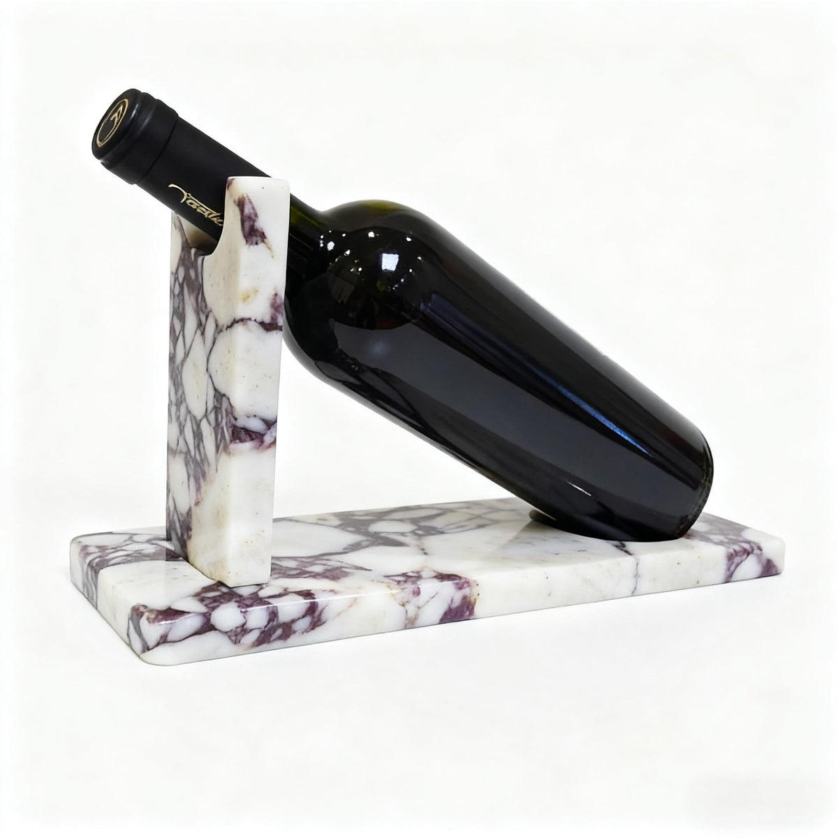 Artisanal Abode Marble Wine Holder, Single Bottle Tabletop Rack