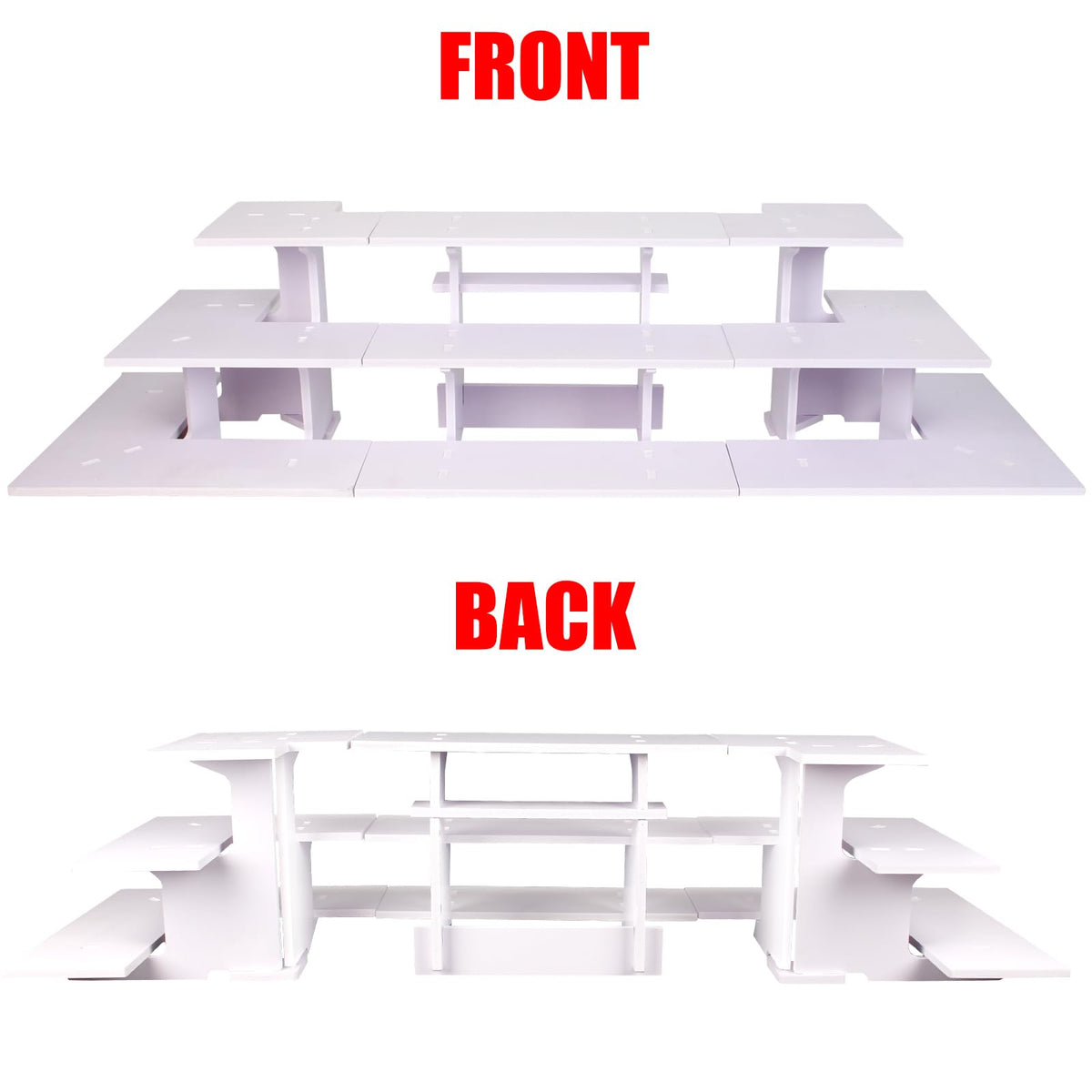 HAOWUJIN 3 Tier Corner Retail Display Stand Portable Product Shelves, White Store Retail Display Stand, Cupcake Stand, Candle Tumbler Display Rack for Craft Shows, Trade Shows, Farmers Market
