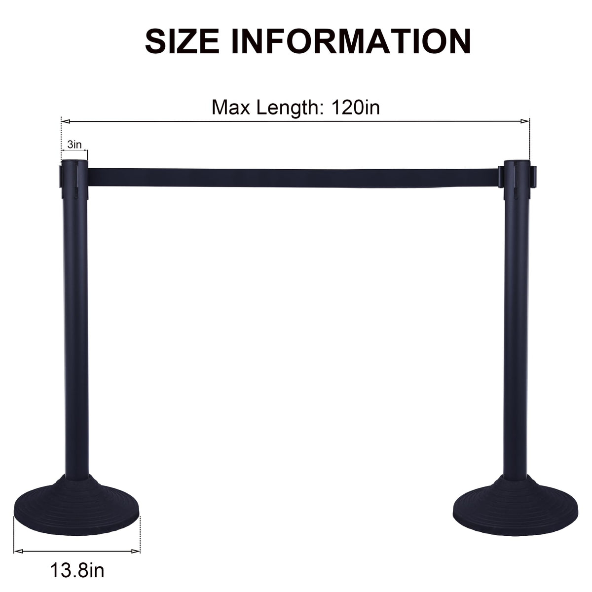 OangeStar 6 Packs Crowd Control Stanchion, Crowd Control Barrier Set w/10ft Black Retractable Belt Rubber Base