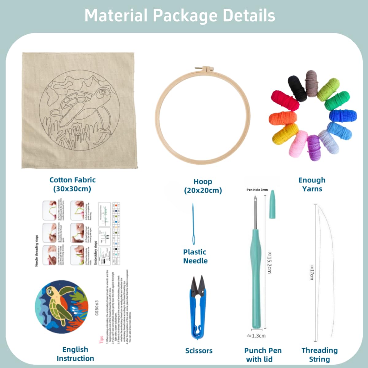 Punch Needle Kits Magnolia Flowers Easy for Beginners DIY Embroidery Starter Set with Hoop Stress Relief Craft Hobby and Home Decor 20x20cm-2