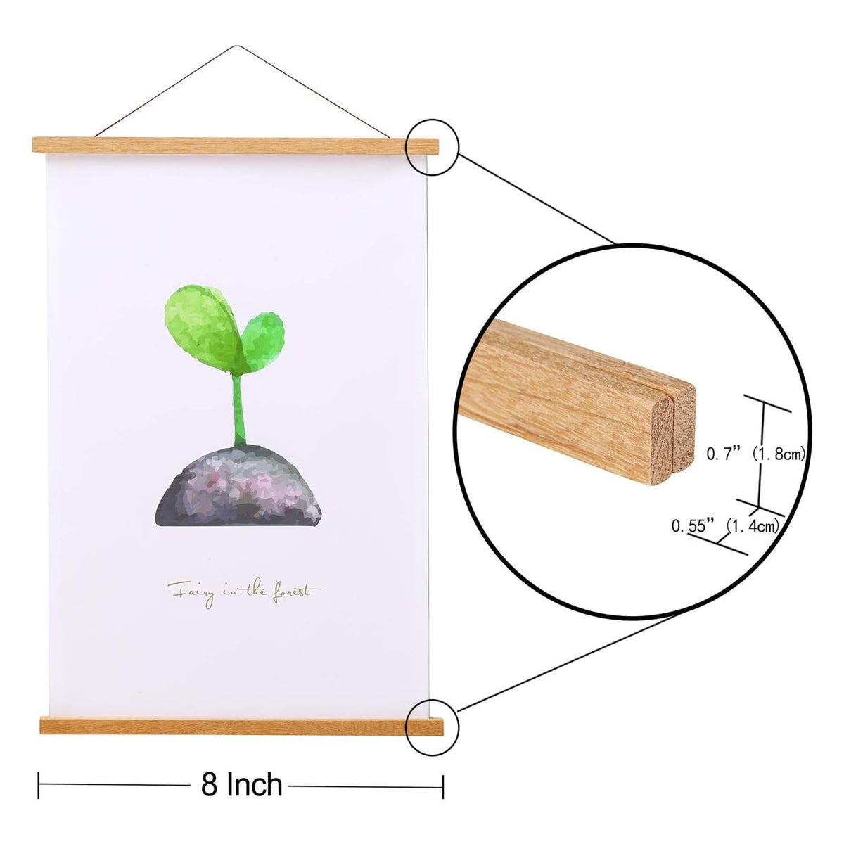FALAMON 3 Pack Magnetic Poster Hanger Frame, Teak Wood Magnet Poster Frame for Posters, Prints, Photos, Pictures, Maps, Scrolls, and Canvas Artwork
