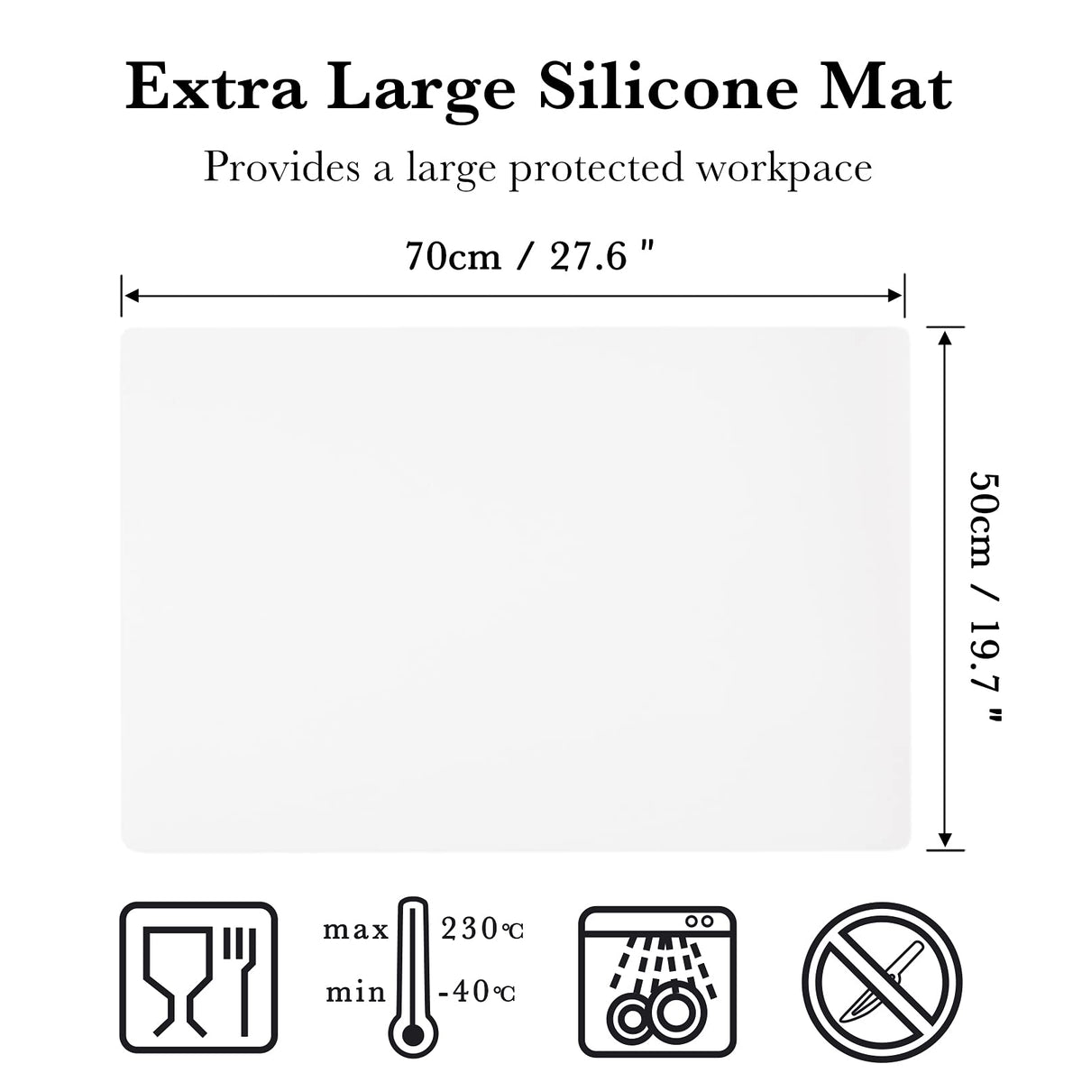 Gartful Oversize Translucent Silicone Mat, Countertop Protector, 27.6 x 19.7 inches Silicone Sheet for Crafts Resin Jewelry Casting Mat Pad Nonstick Table Placemat