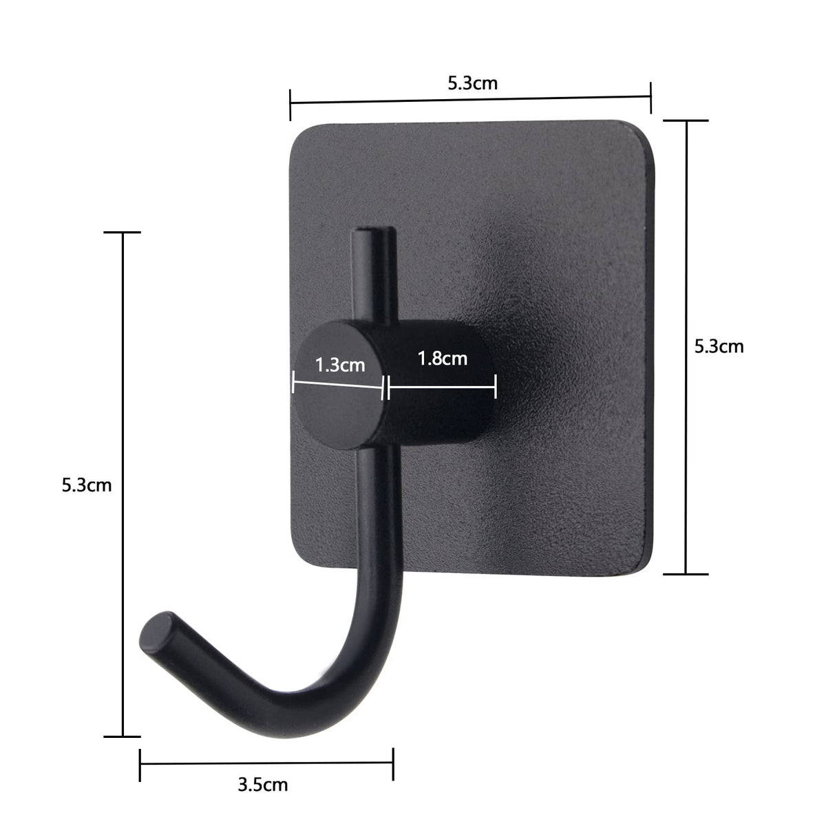 VAEHOLD 6 Pack Adhesive Wall Hooks, Heavy Duty Sticky Holder Aluminum Towel Hooks for Hanging Coat, Hat, Key, Clothes, Closet Hook Wall Mount for Kitchen, Bathroom, Office (Black)