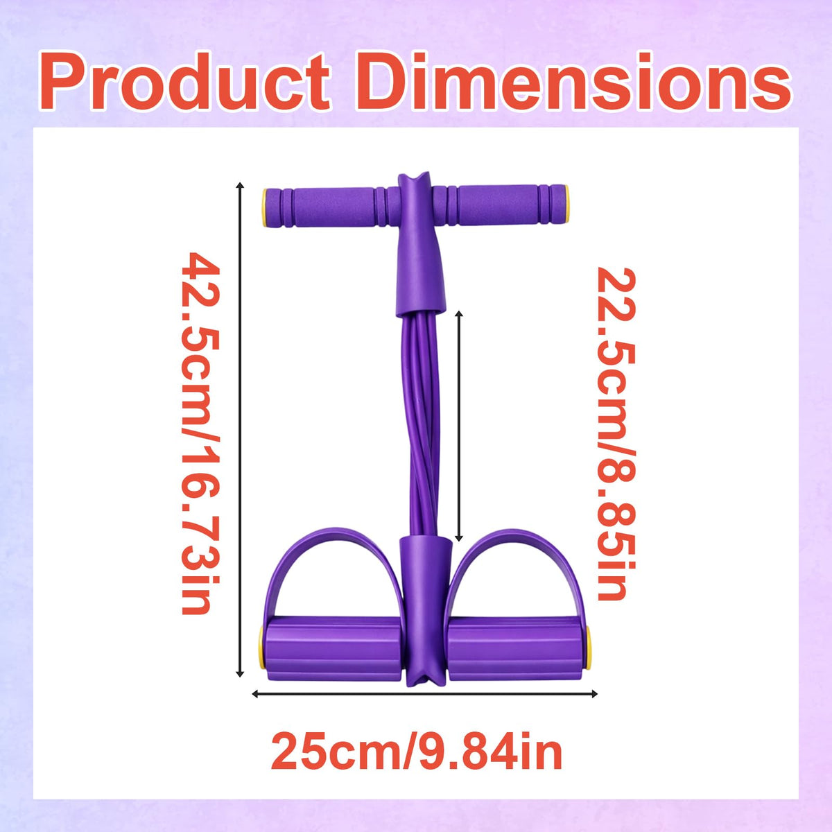 Pedal Resistance Band with Handle, Multifunction Foot Pedal Resistance Band, Full Body Resistance Bands for Home Workout and Office Exercise, Purple 6-Tube Pedal Resistance Band