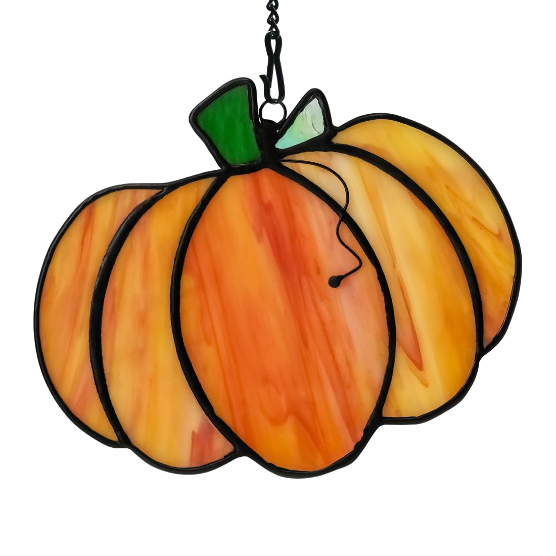 LITEPEDIA Pumpkin Decor Stained Glass Window Hanging,Autumn Decor Stained Glass Suncatcher for Window,Fall Pumpkin Gifts for Men Women Friend,Thankgiving Gift