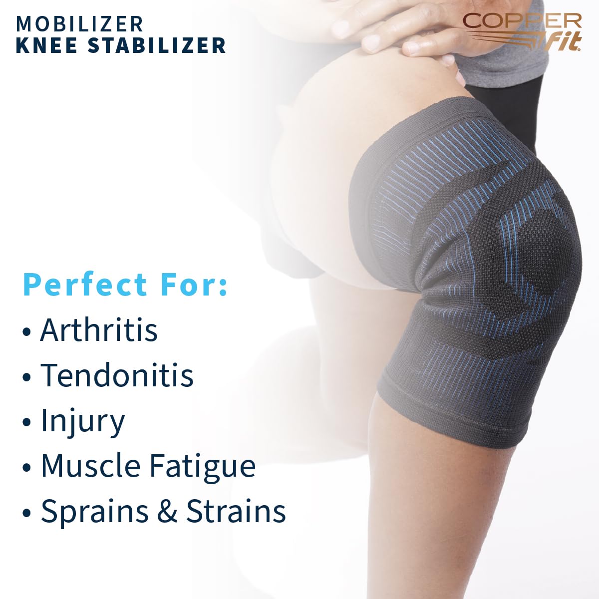 Copper Fit Mobilizer Knee Sleeve – ProSeries with Removable Side Stabilizers Knee Support for Advanced Recovery – Mobility, Knee Pain, Swelling, Inflammation, Circulation, Arthritis, Tendonitis (L/XL)