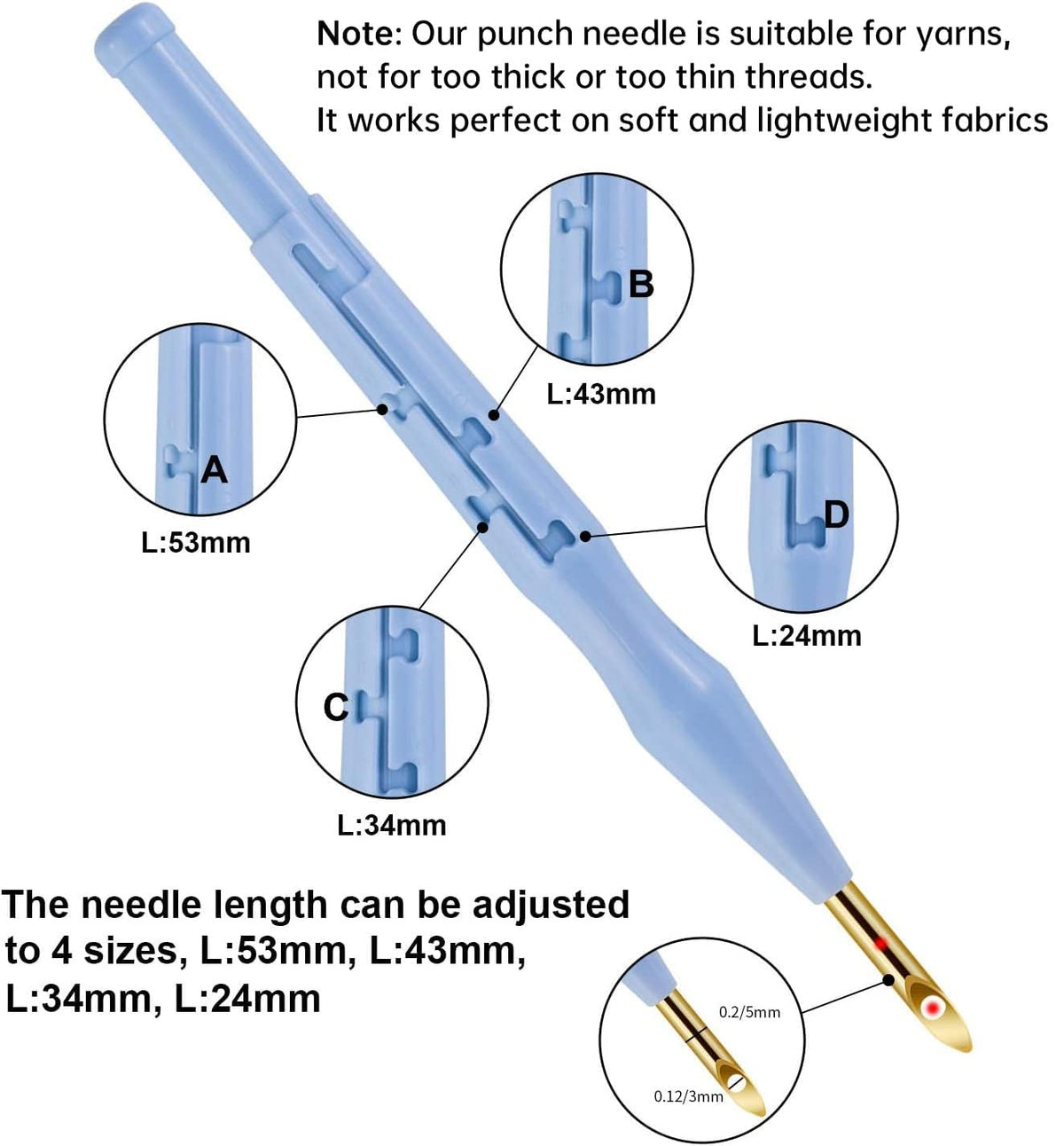 MSDADA 21PC Punch Needle Kit, Adjustable Punch Needle Tool, Wooden Handle Embroidery Pen Kits, Hoops, Cloth, Punch Needle Set Adults Beginner for DIY Craft, Perfect for Decoration and Gifts(Blue)