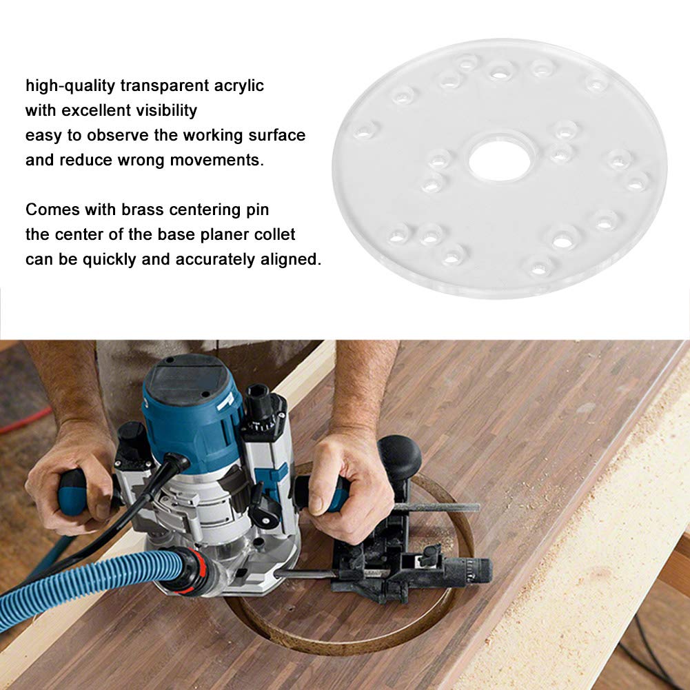 Universal Router Base Plate Kit, Acrylic Base Plate with Brass Centering Pin Screws for Trim Routers Woodworking, Power Routers
