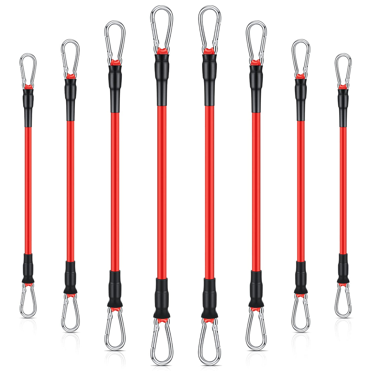 Liliful 8 pcs Resistance Bands for Working Out Additional Exercise Bands for Replacement Workout Equipment Elastic Stretch Legs Ankle Straps for Men Women Strength Training Fitness Gym Home, Red