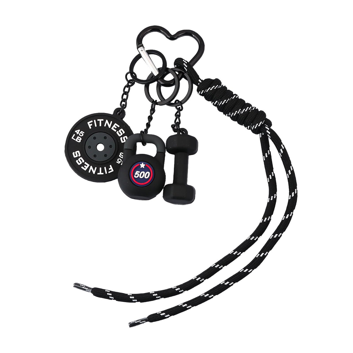 Locus Amoenus Gym Equipment Bag Charms DIY Soft Rubber Dumbbells Keychain for Fitness enthusiast Couple Backpack Jewelry Gift (Black)