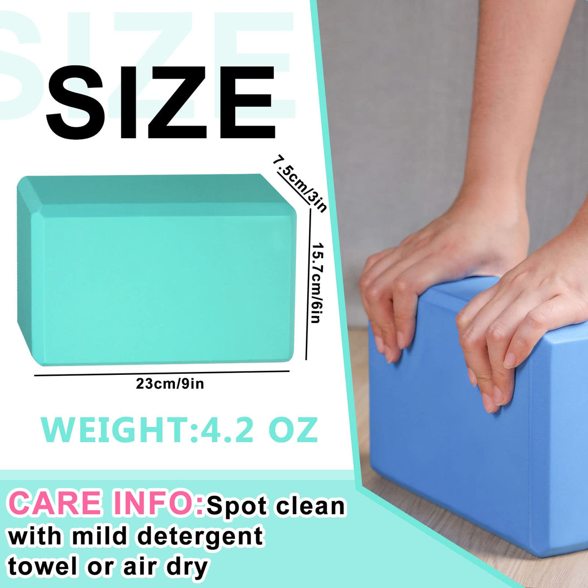 Honoson 20 Pcs Yoga Blocks Bulk 9''x6''x3'' High Density EVA Foam Blocks for Exercise Pilates Meditation, Lightweight Non-slip Surface, Improve Strength Balance Flexibility(Multicolor)