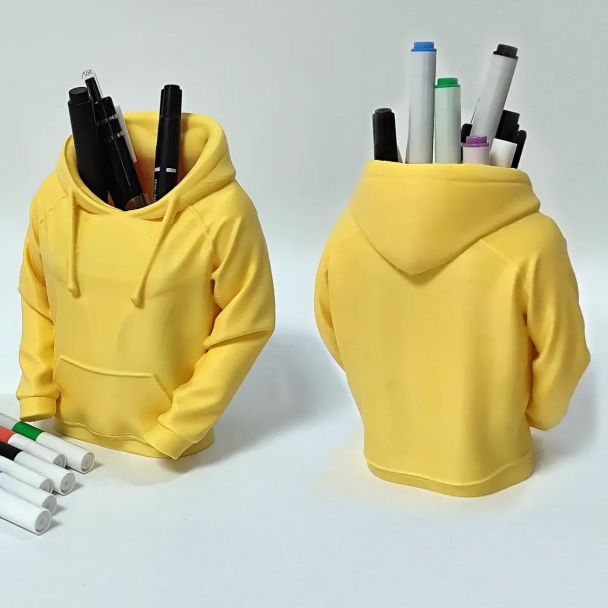 TIME&TRAVE Unique Sweatshirt Pen Holder for Desk, 3D Printed Creative Pencil Holder Desk Organizers, Office Supplies Decorations Idea Gift for Men Women Kids(Yellow)