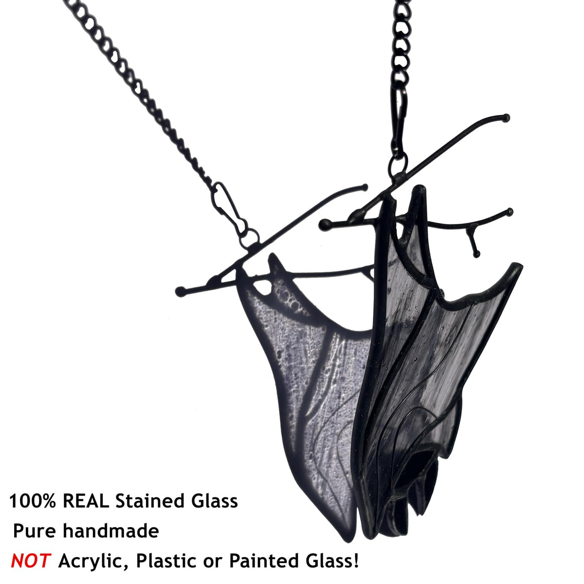 Lcensp Stained Glass Bat Decor Window Hangings Ornament, Gothic Bat Suncatcher Halloween Decorations Gifts, Handmade Occult Sun Catchers Indoor Window Home Decor