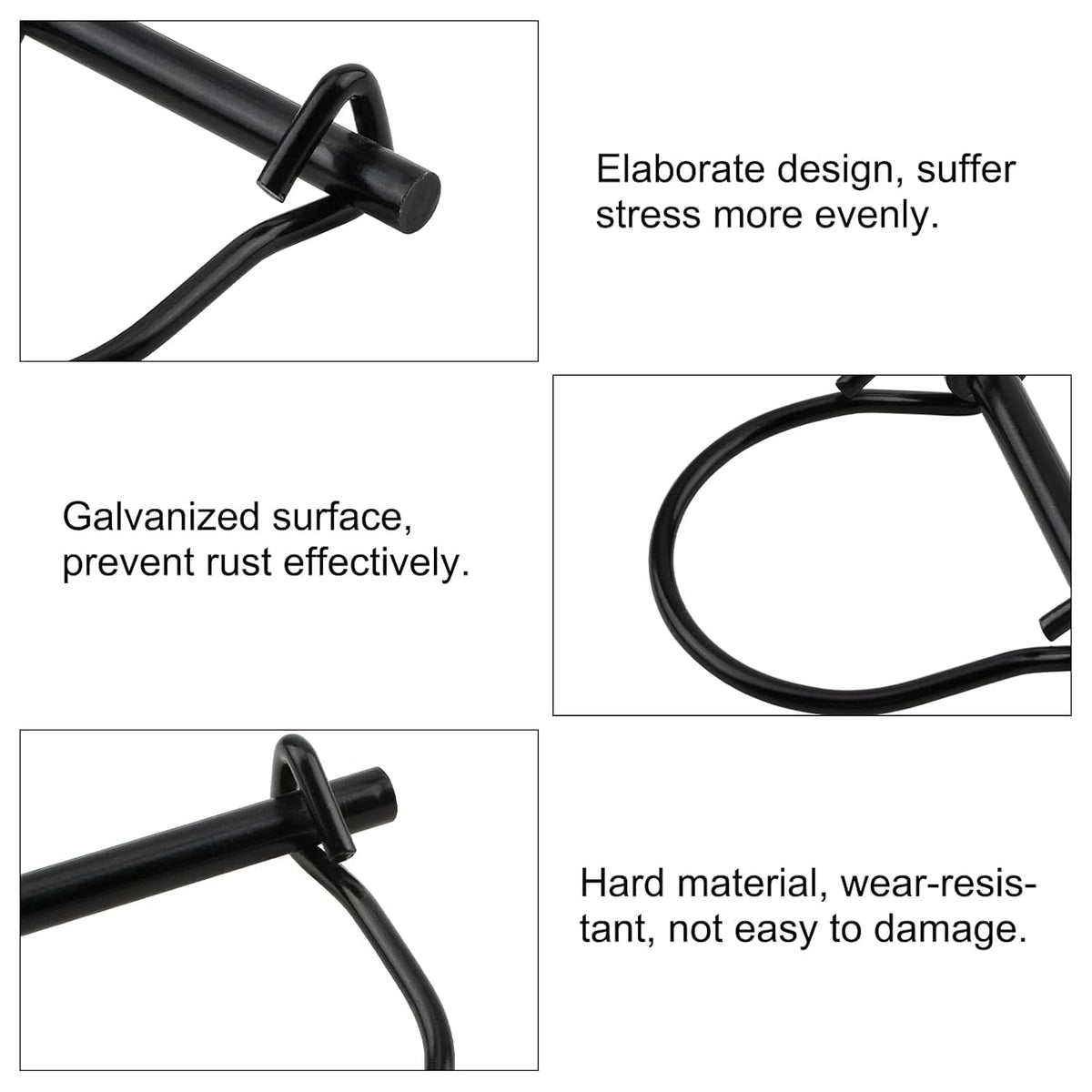 INCREWAY 28 pcs Wire Lock Pin, 1/4" Heavy Duty Safety Coupler Shaft Locking Pin Round Loop Wire Lock Trailers Pin for Farm Lawn Garden