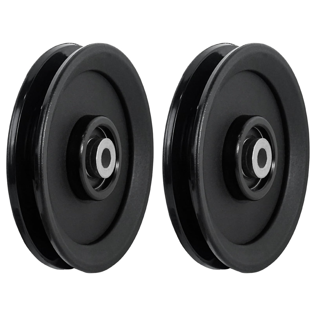Luwint 4.5 Inch Pulley with Bearing, 115mm Replacement Pulley Wheel for Cable Machine, Home Gym Equipment, LAT Pulldown System, Universal Heavy Duty Pulley (2-Pack, Black)