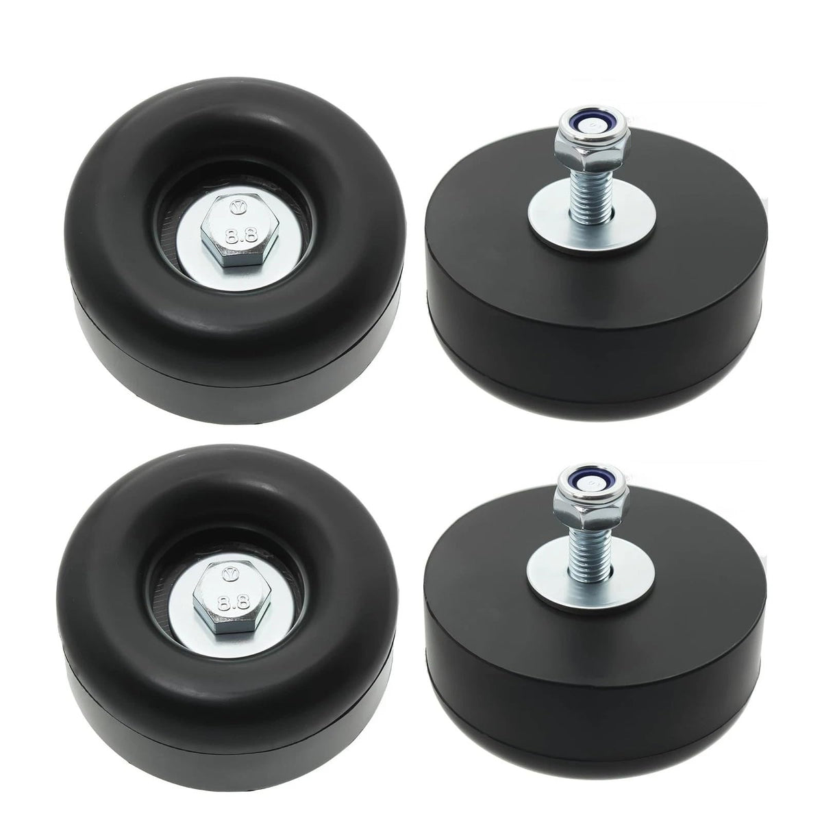 Heavy-Duty Anti-Vibration Rubber Feet for Pressure Washers, Compressors, Trailers, and Generators Rubber Mounting Feet 1 x 2.5 Inches 4-Piece Set with Screw Kit