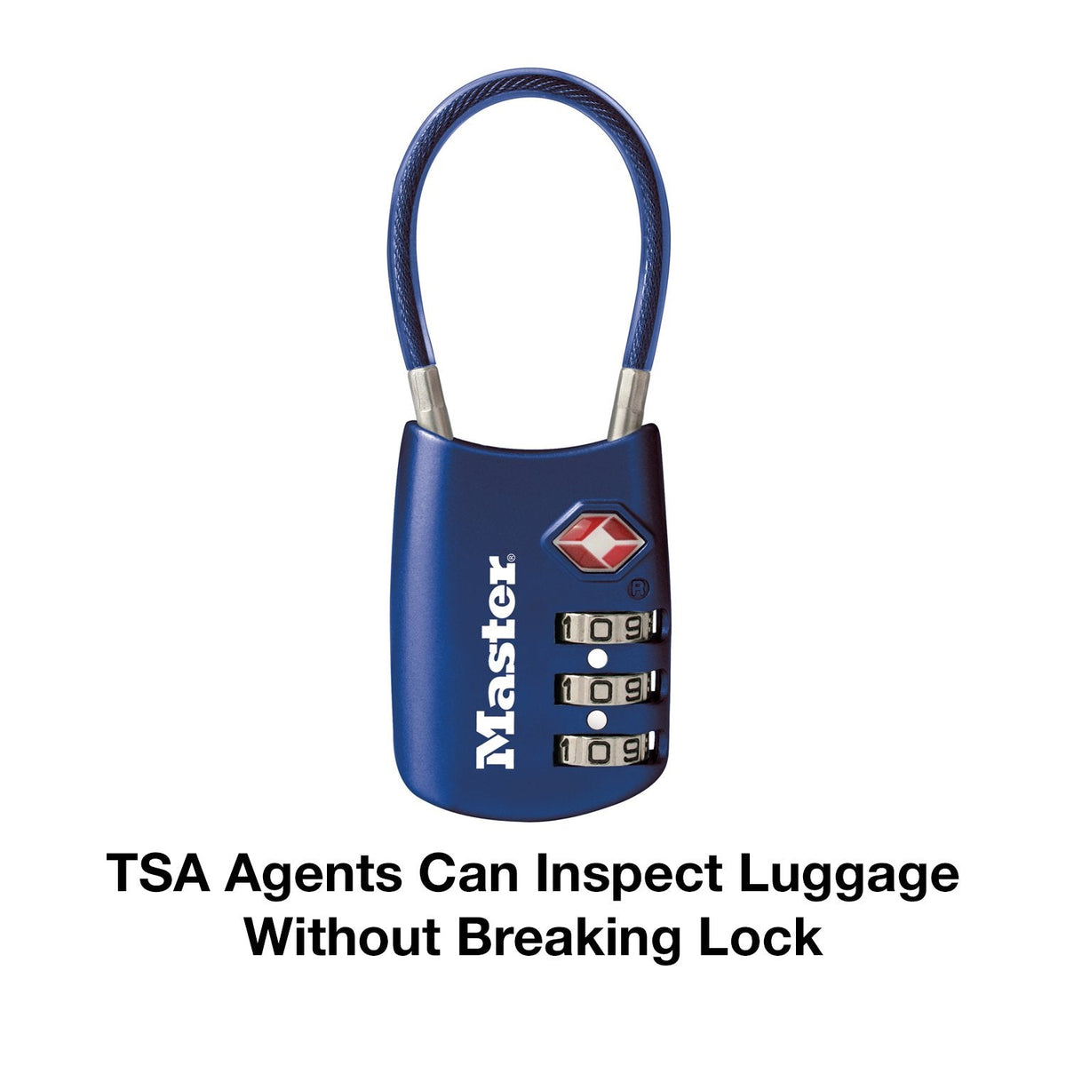 Master Lock 4689T TSA Approved Keyed Lock, 2 Pack, Colors May Vary & 4688D Set Your Own Combination TSA Approved Luggage Lock, 1 Pack, Blue