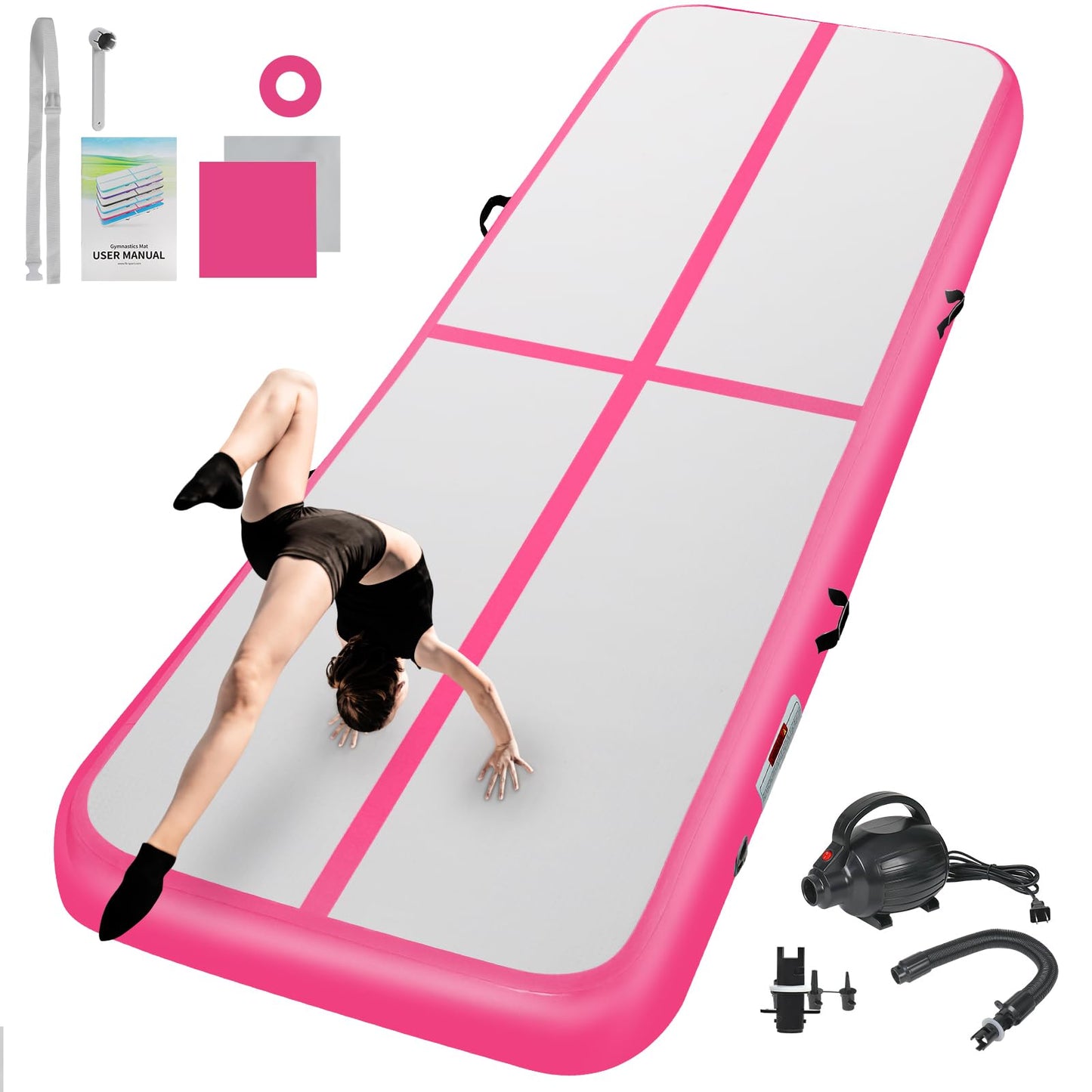 10FT Inflatable Air Gymnastics Mat Training Mats 4inches Thickness Inflatable Tumble Track for Home Use/Training/Yoga/Cheerleading/Water with Pump