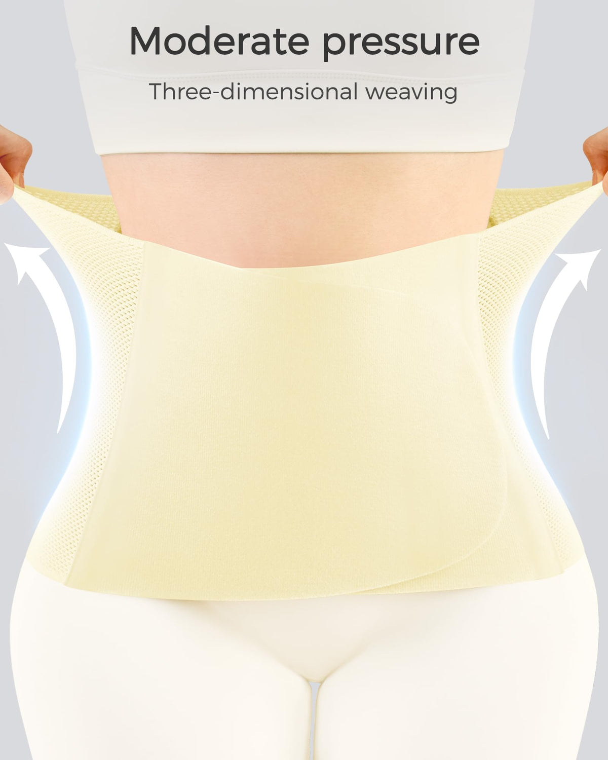 FREETOO Abdominal Binder for Women,Postpartum Belly Band Wrap for C-Section Recovery,Belly Binder Post Partum with Adjustable Compression,Soft Postpartum Belt with Ergonomical Back Support,XS,Cream