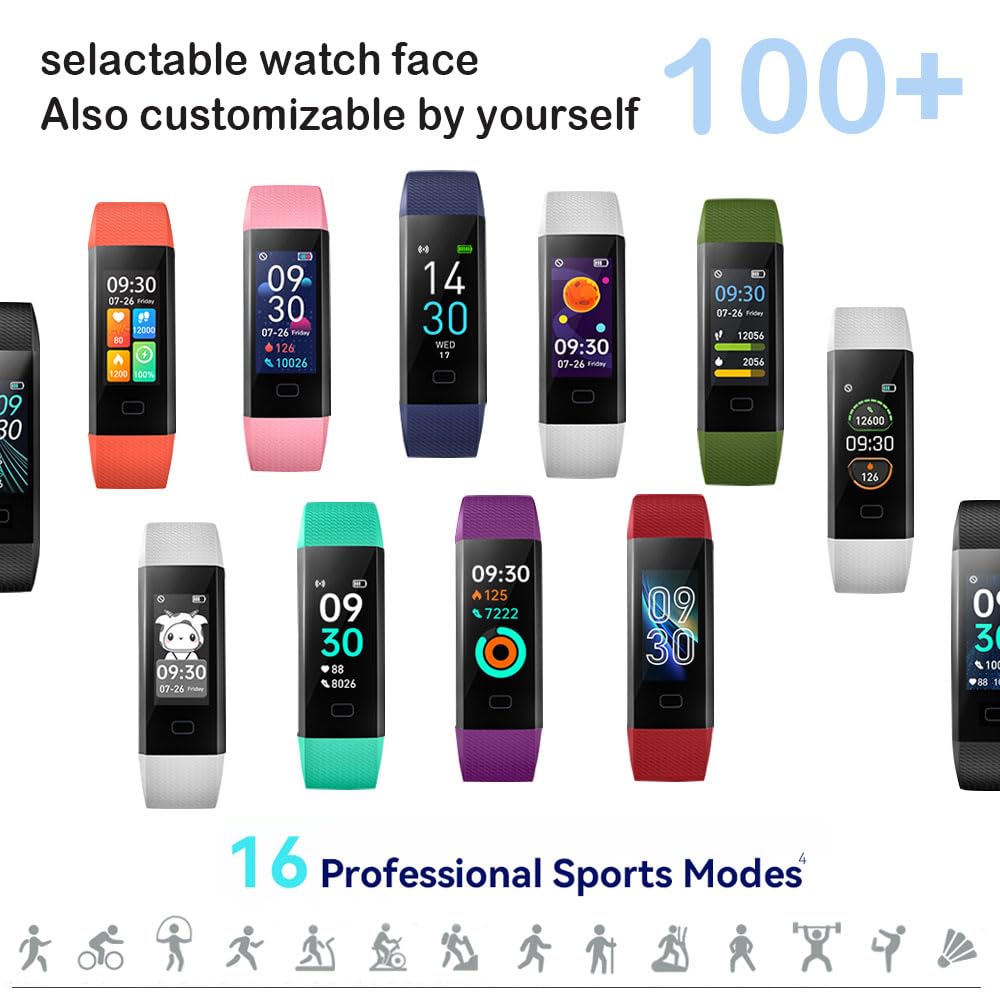 Jawploy Fitness Tracker with Heart Rate Monitor/Step Counter/Calories, Smart Watch Activity Tracker Sleep Monitor, IP68, Health Tracker Pedometer for Man Women