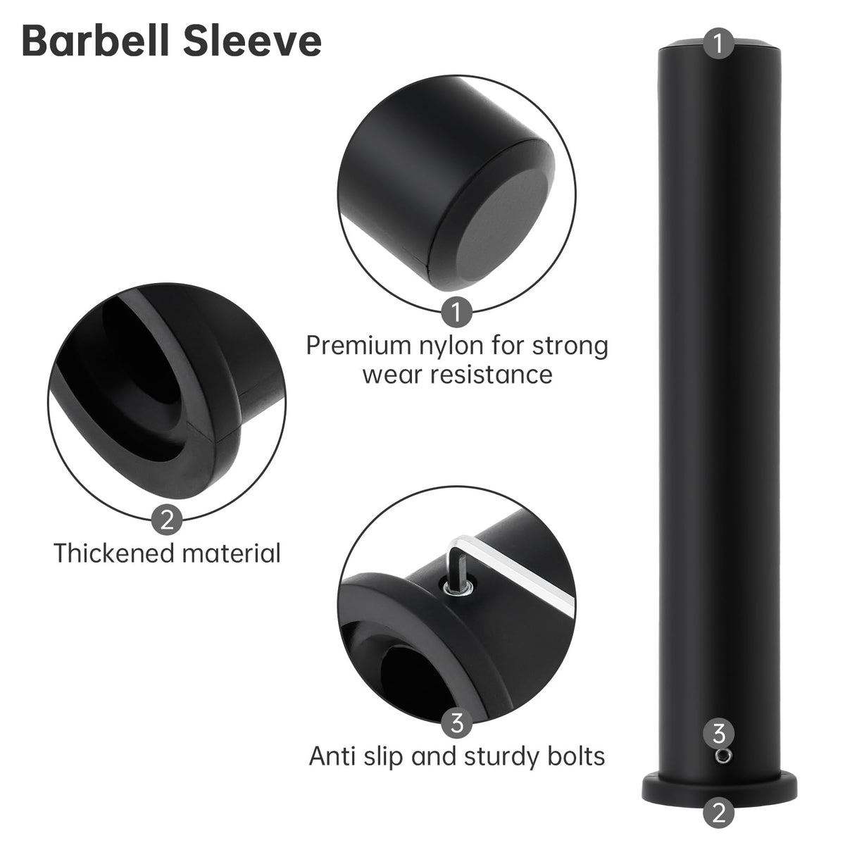 Tobefore 11-inch Olympic Adapter Sleeves - Heavy-Duty Nylon Converters for 1-inch to 2-inch Standard Barbells and Dumbbells, 600-pound Capacity, Includes 2 Sleeves with 2 Wrenches
