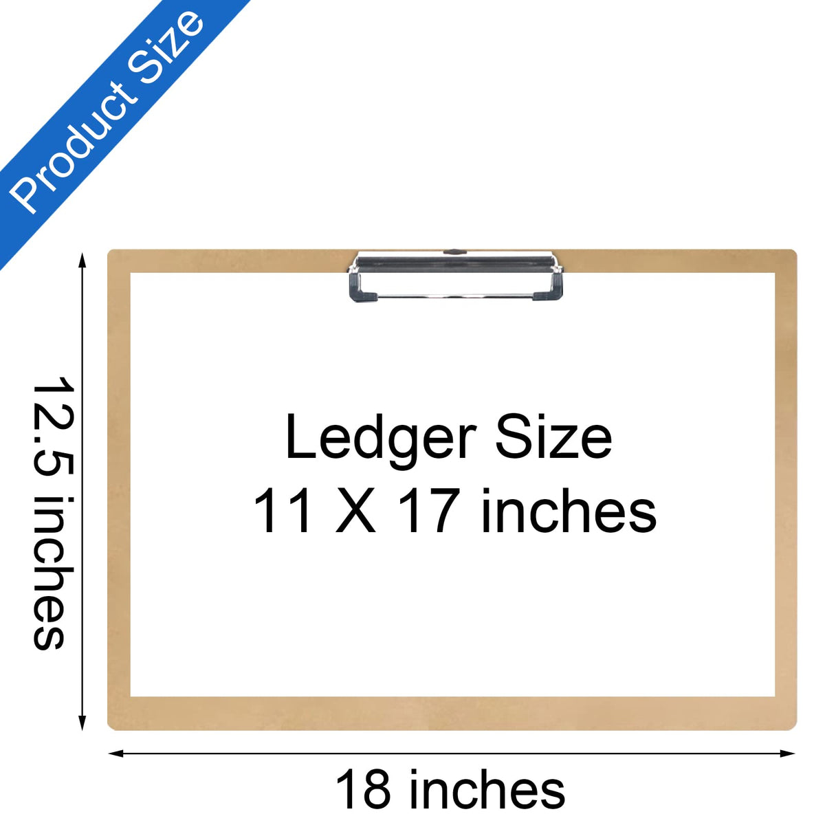 Acocony 11x17 Clipboard Landscape Extra Large Clipboard Hardboard Low Profile Clip 11 x 17 Clipping Board MDF Pack of 1