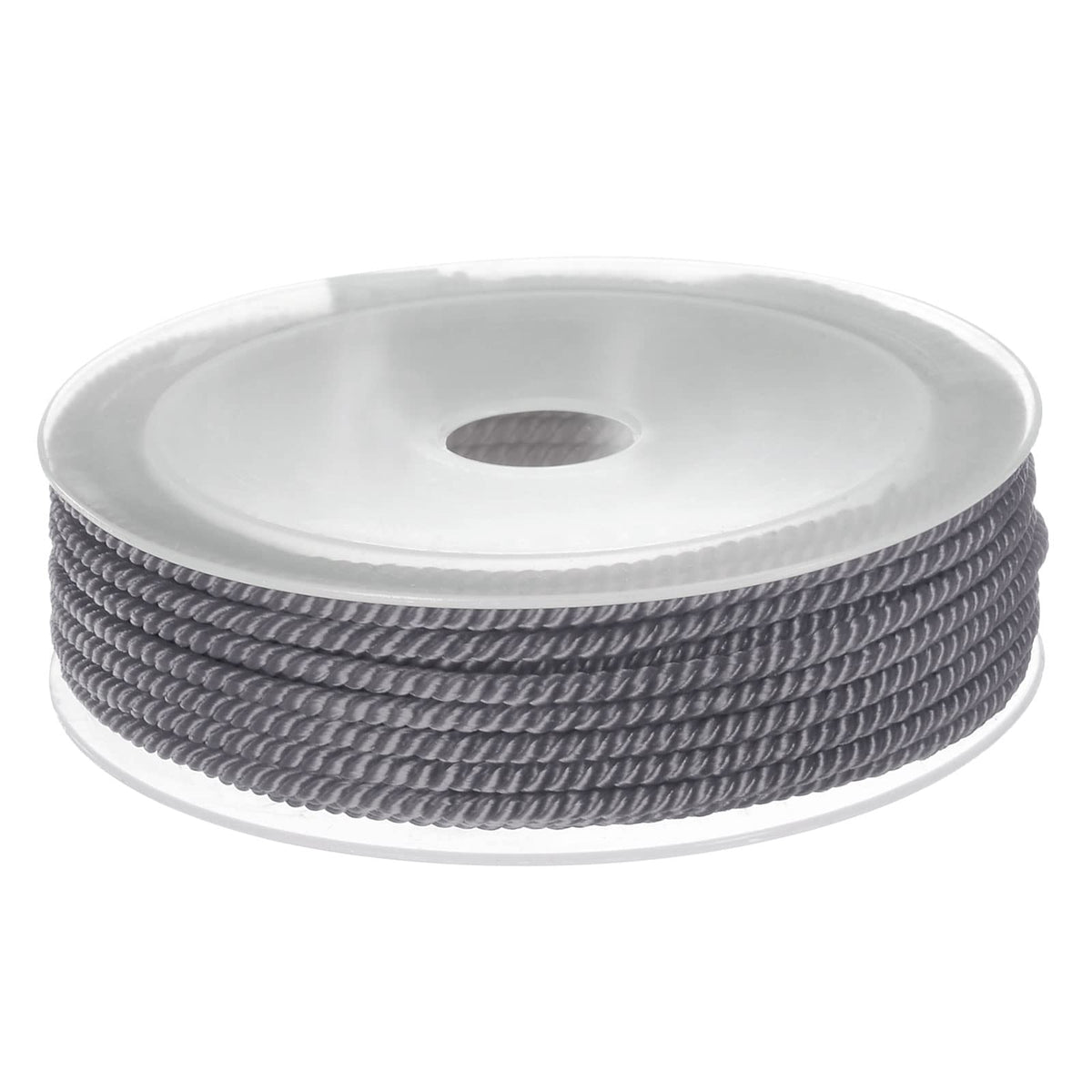 HARFINGTON Twisted Nylon Twine Thread Beading Cord 3mm 7M/23 Feet Extra-Strong Braided Nylon String for Crafting Bracelets Jewelry Making, Grey