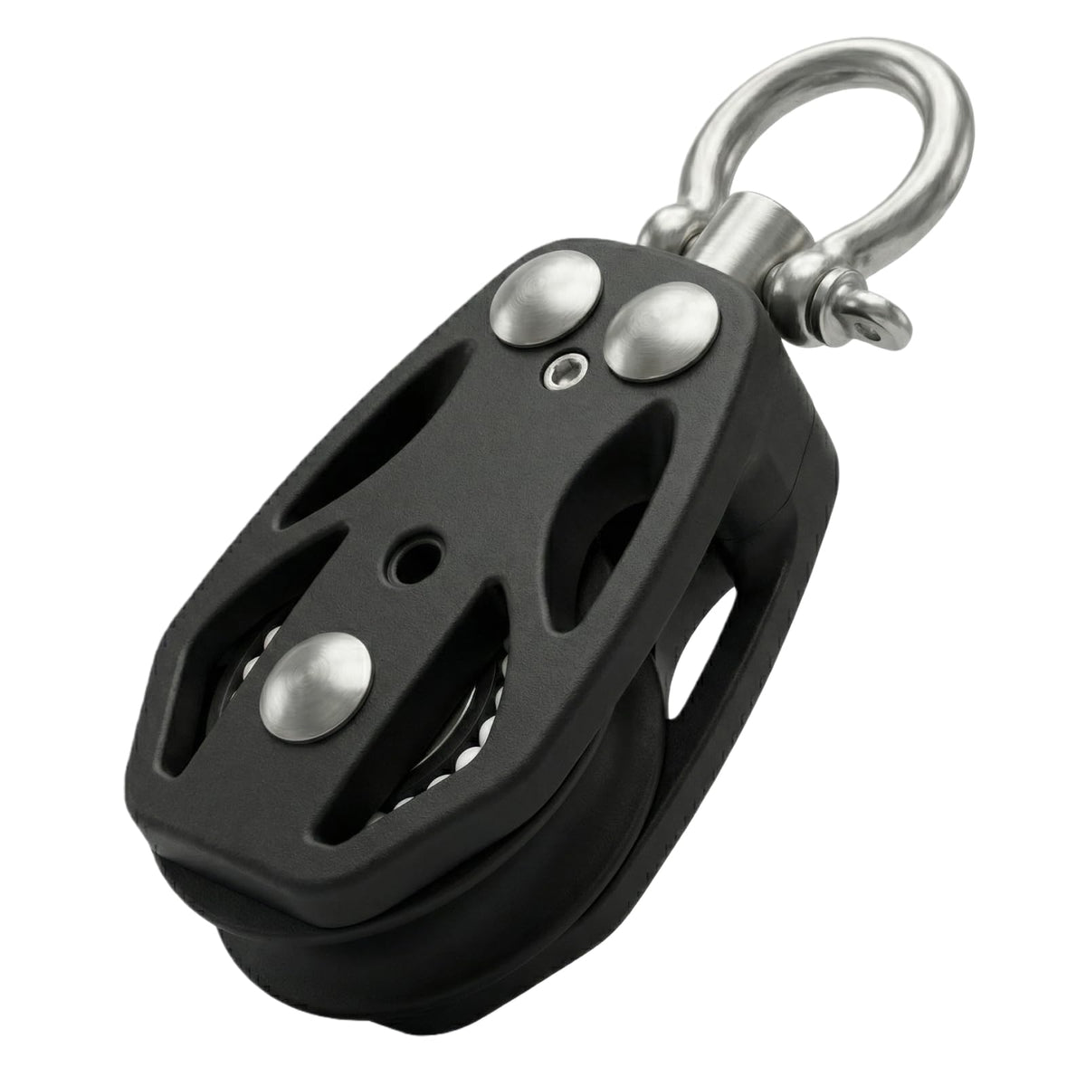 RiaYer 50mm Heavy-Duty Single Swivel Sailing Block with Ball Bearings, T316 Stainless Steel & PA66 Nylon Marine Pulley, 3100 lbs Breaking Load, High-Load Rigging Hardware (1-Pack)