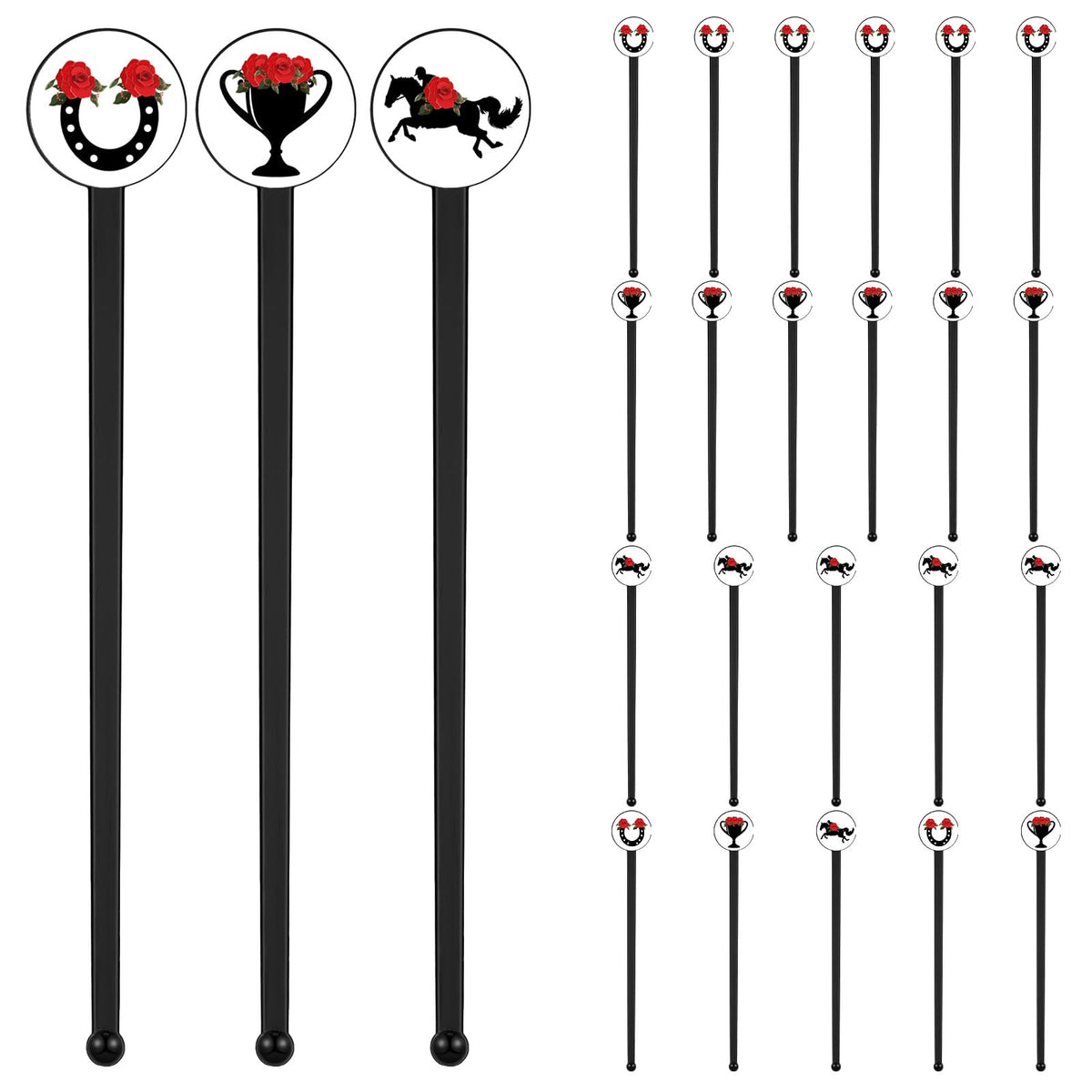 60 Pcs 7 Inches Derby Drink Stirrers Plastic Horse Swizzle Stir Sticks for Cocktails Coffee Whiskey Derby Party Favors Decoration