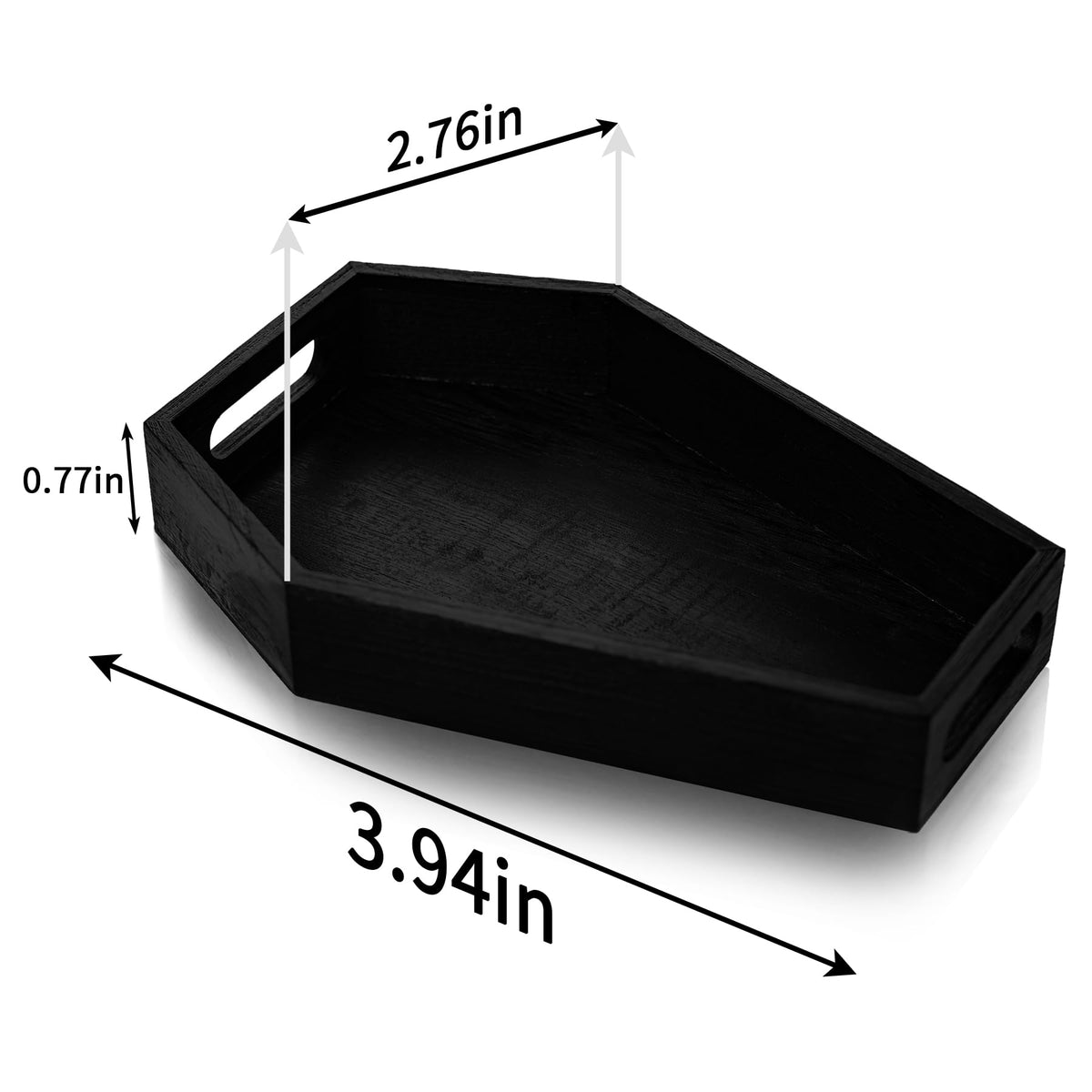 Art Secret Gothic Coffin Tray - Wooden Black Coffin-Shaped Storage Organizer for Desk, Vanity, Spooky Home Decor, Halloween Shelf Display, Goth Room Aesthetic (13")