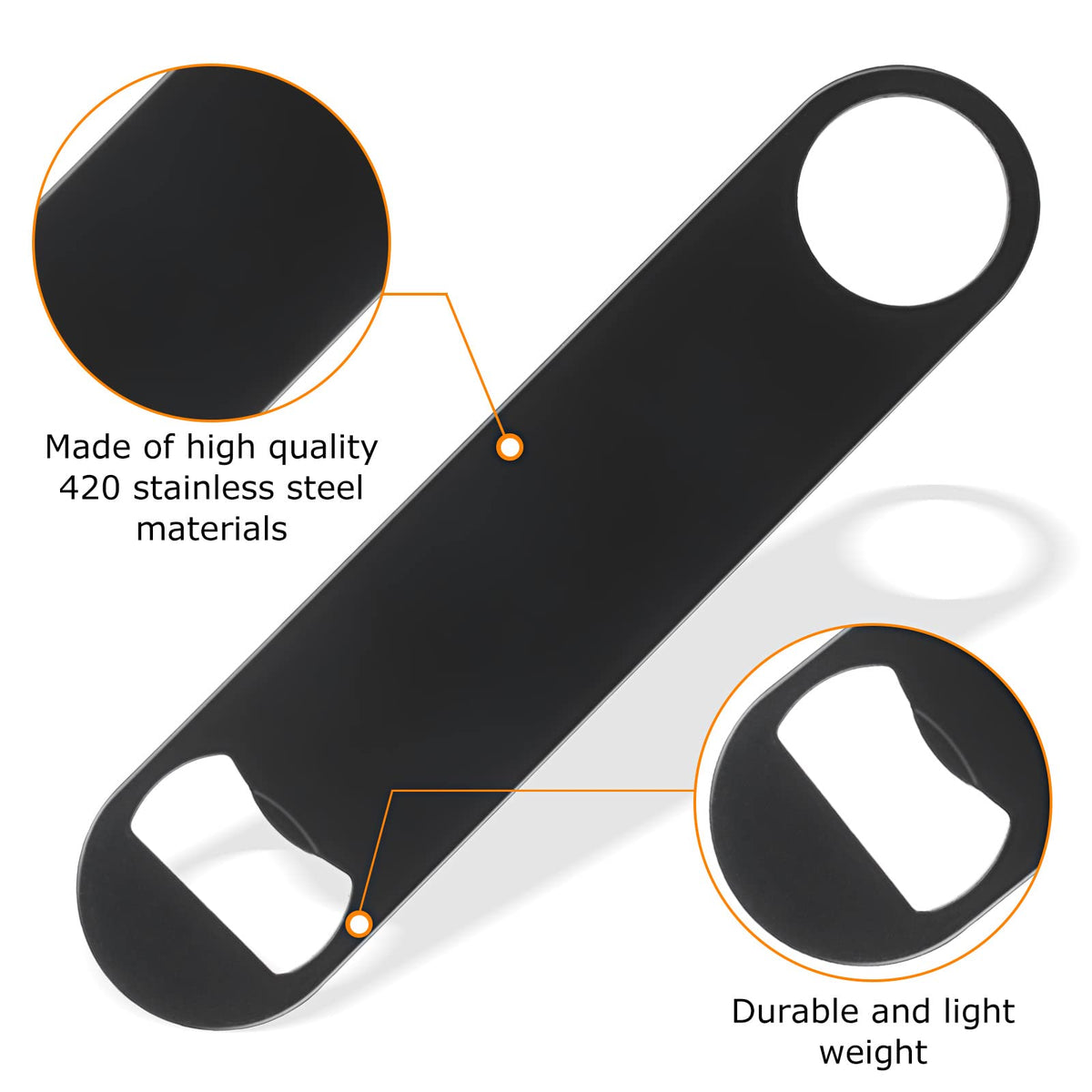 QTLCOHD 20 Pack Flat Bottle Opener 7 Inch Stainless Steel Bottle Openers Bulk Black Beer Bottle Opener Bartender for Kitchen Bar or Restaurant