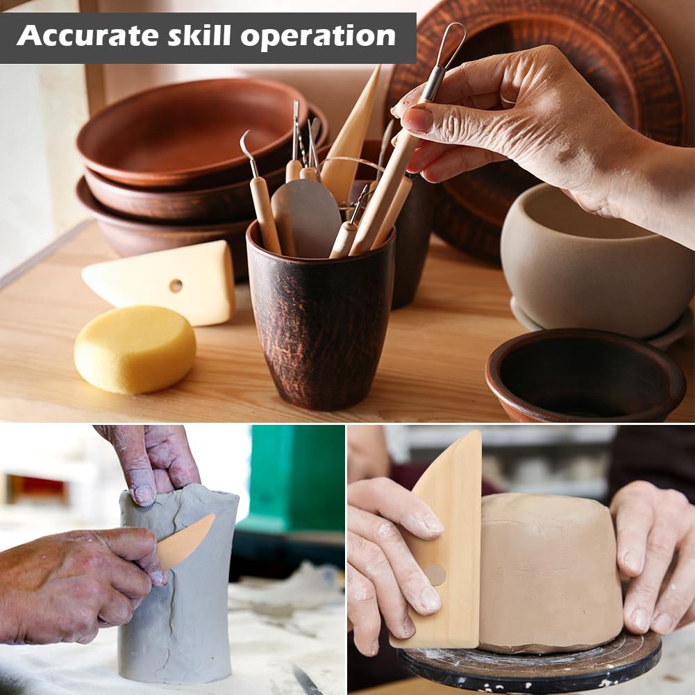 42 PCS Pottery Tools, Clay Sculpting Tools Kit, Clay Tools for DIY Handcraft Modeling Carving Trimming, Molding, Shaping(with Storage Bag)