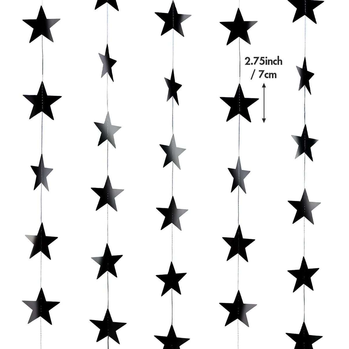 Patelai 130 Feet Glitter Star Garland Banner 2026 Party Decoration Double Side Star Hanging String Streamer Paper Twinkle for Graduation Wedding Birthday (Black)